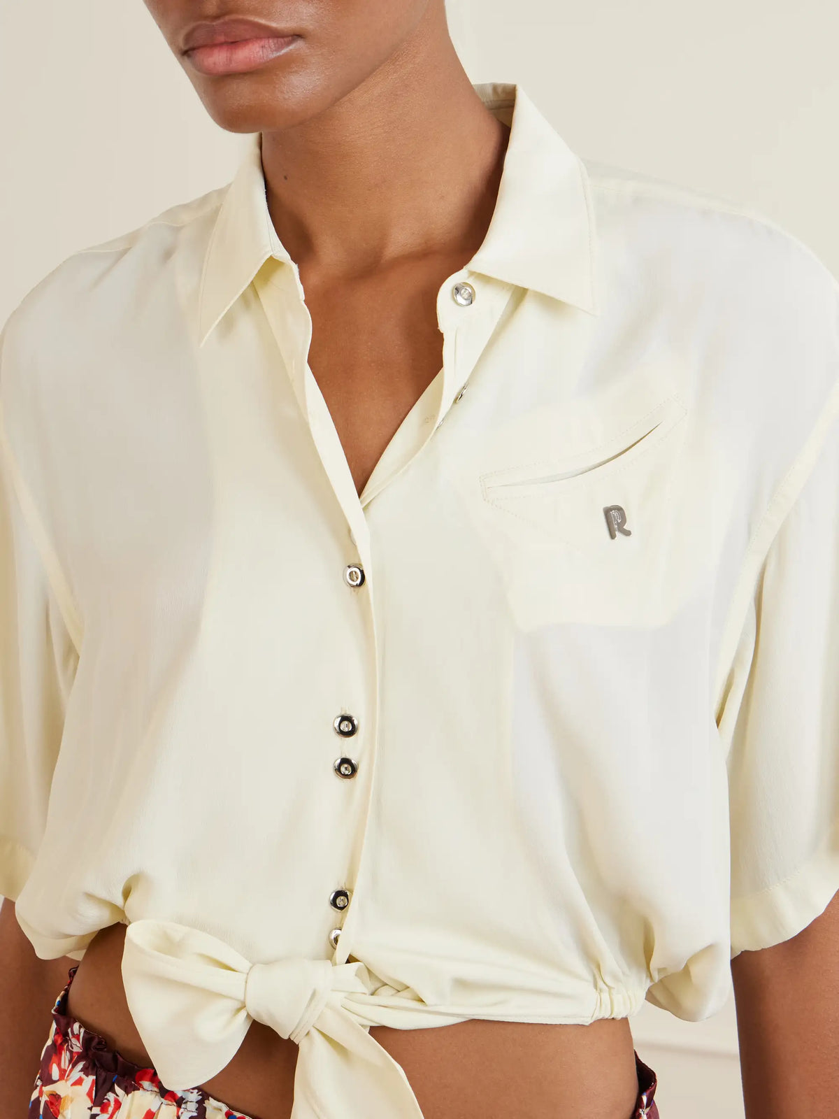Logo-embellished Knotted Blouse