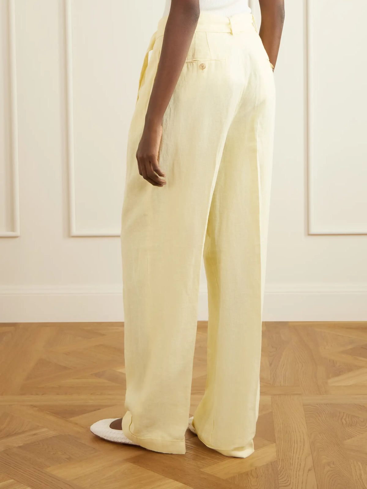 Belted Linen Wide-leg Pants