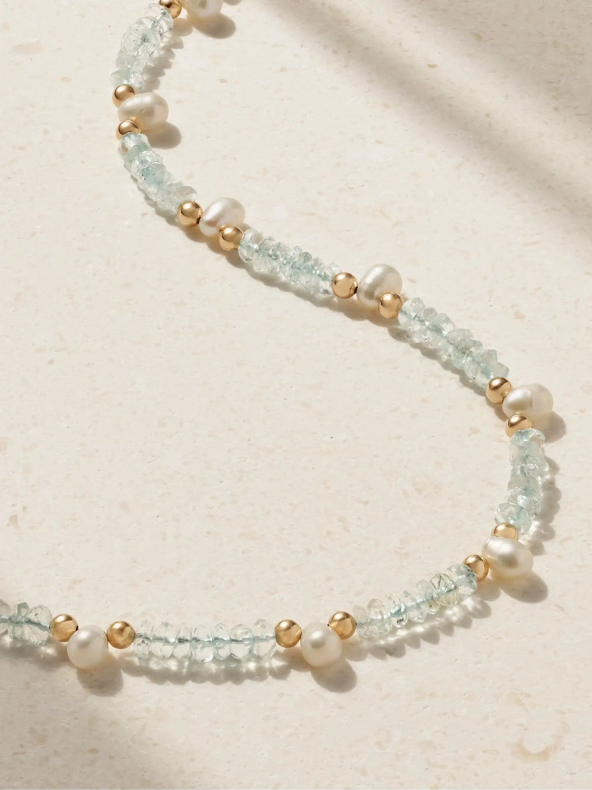 Gold, Aquamarine And Pearl Necklace
