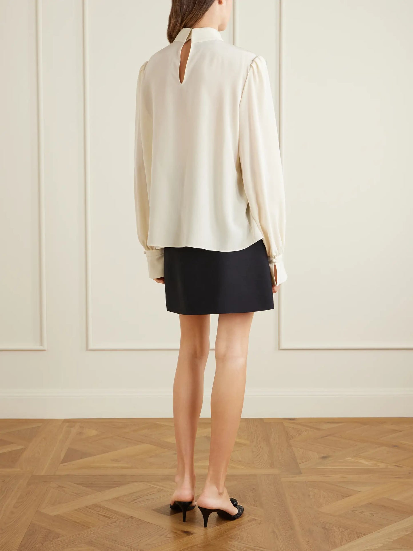 Bow-embellished Silk-crepe De Chine Blouse