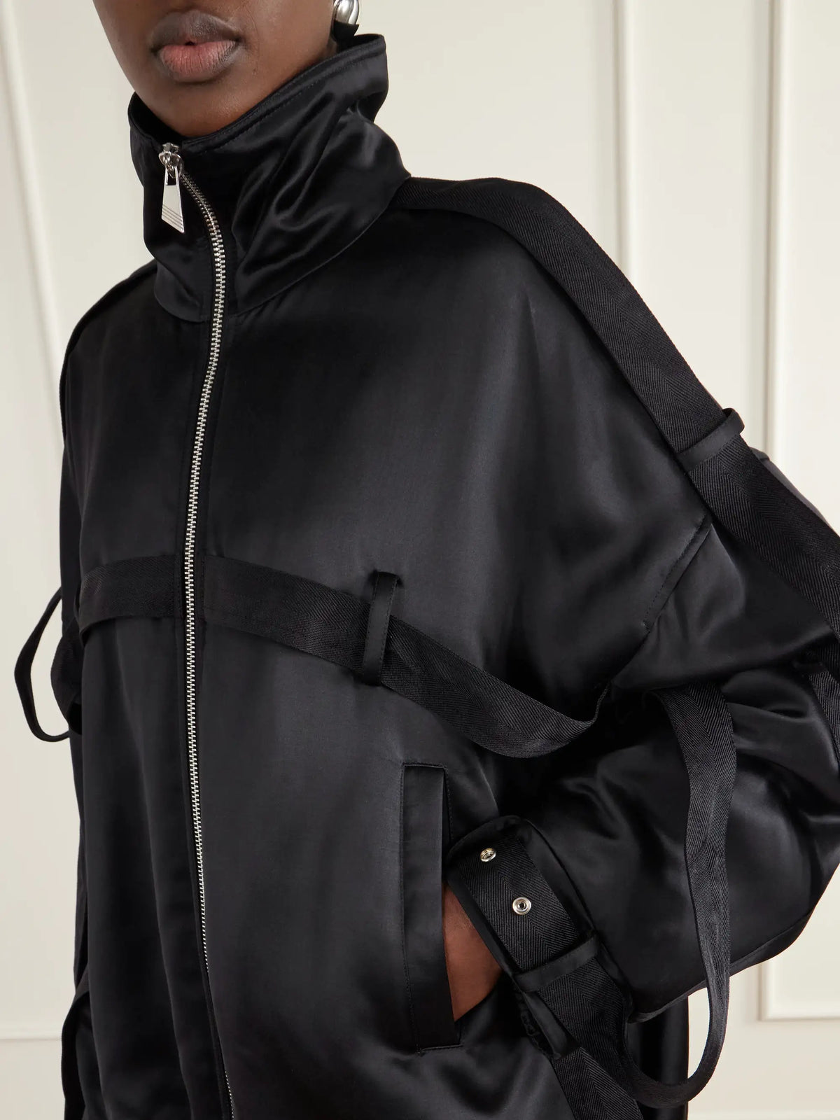 The Attico Deconstructed Satin Bomber Jacket