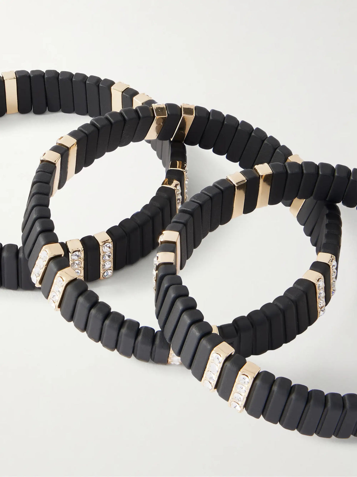 The Midnight Set Of Three Gold-tone Cubic Zirconia Bracelets