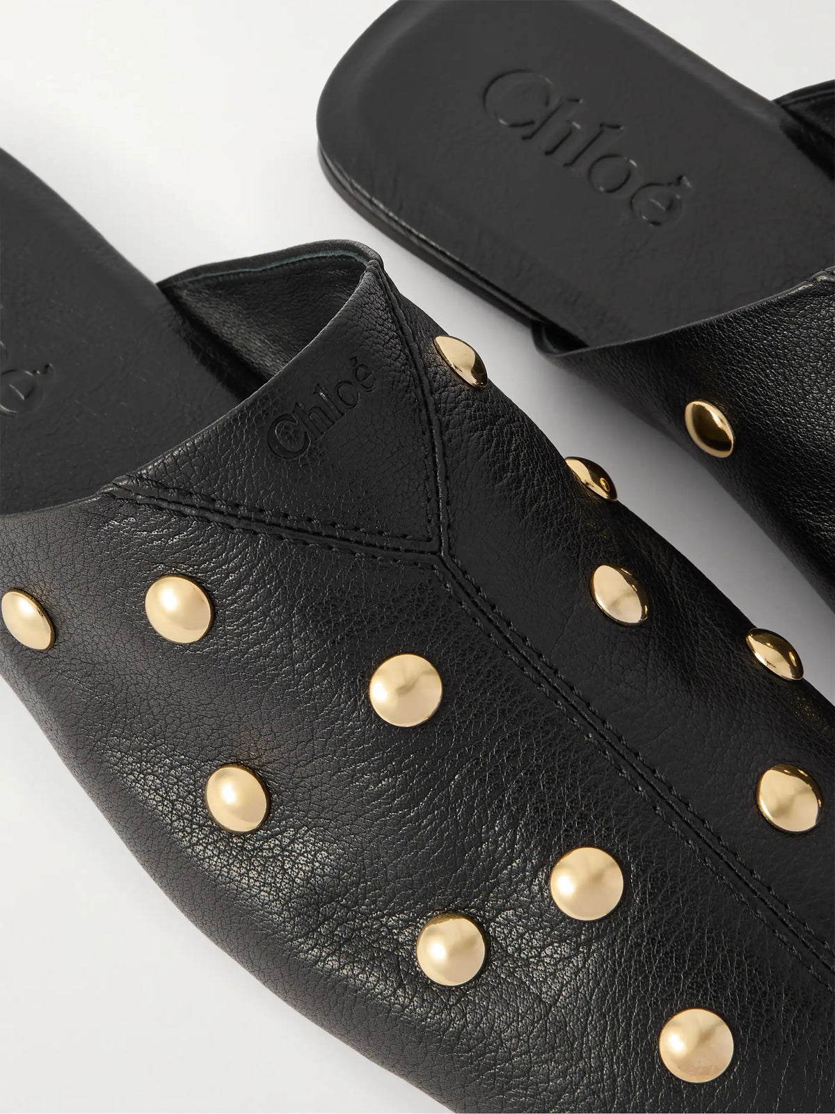 Studded Textured-leather Slip-ons