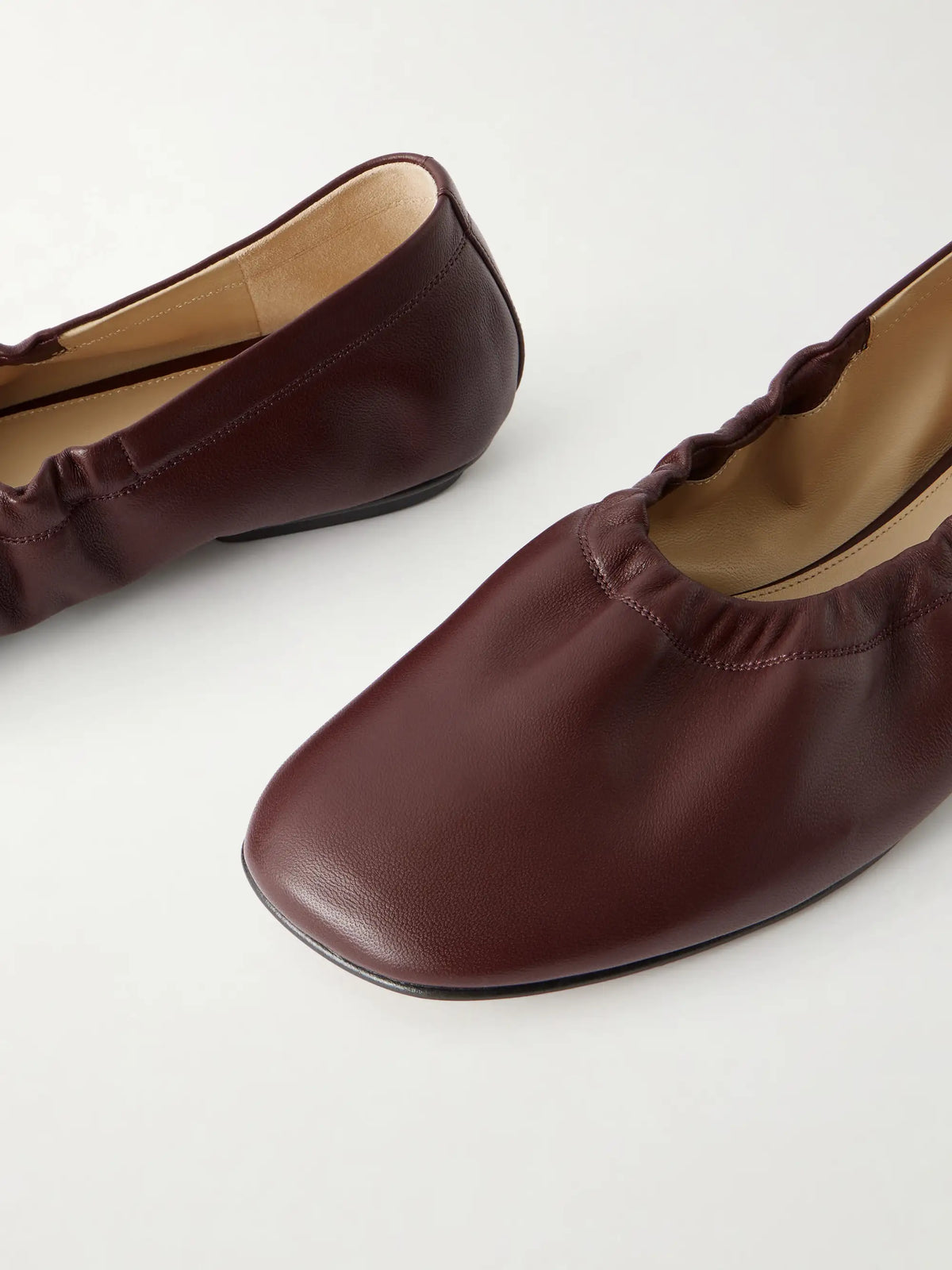 Mica Gathered Leather Ballet Flats