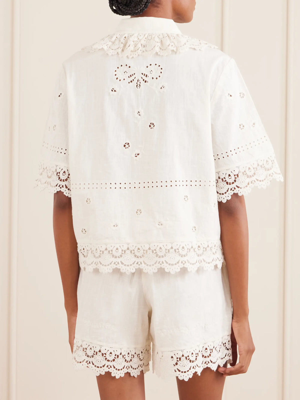 Talia Broderie Anglaise Cotton And Linen-blend Shirt