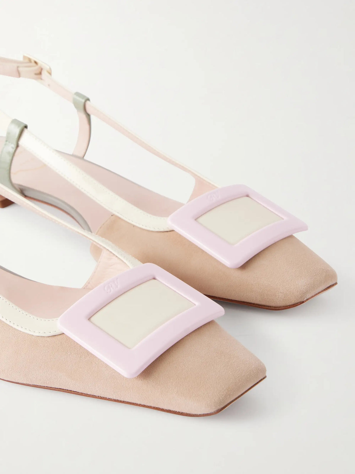 Belle Vivier 20 Buckled Leather-trimmed Suede Ballet Flats