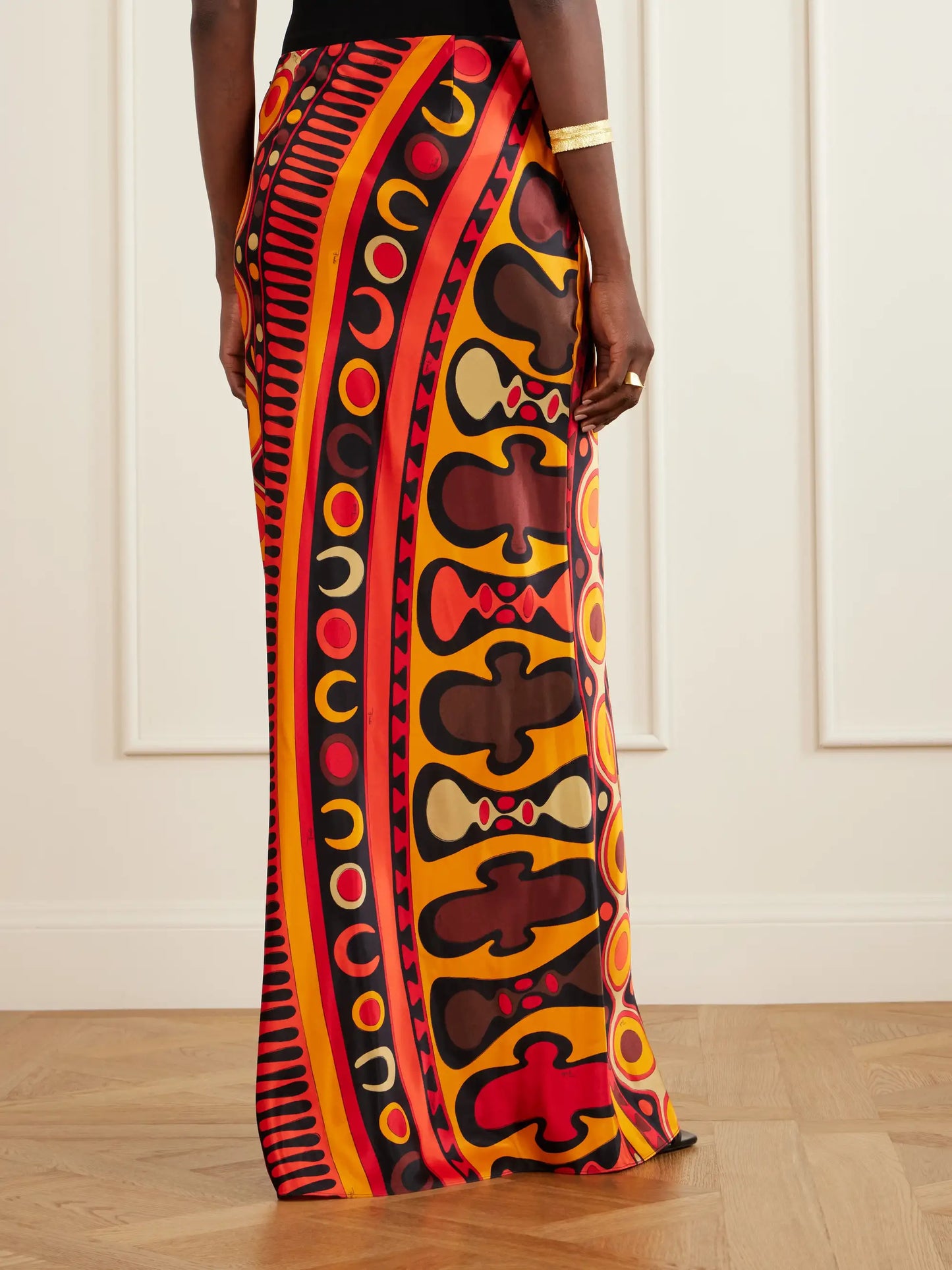 Printed Tulle Maxi Skirt