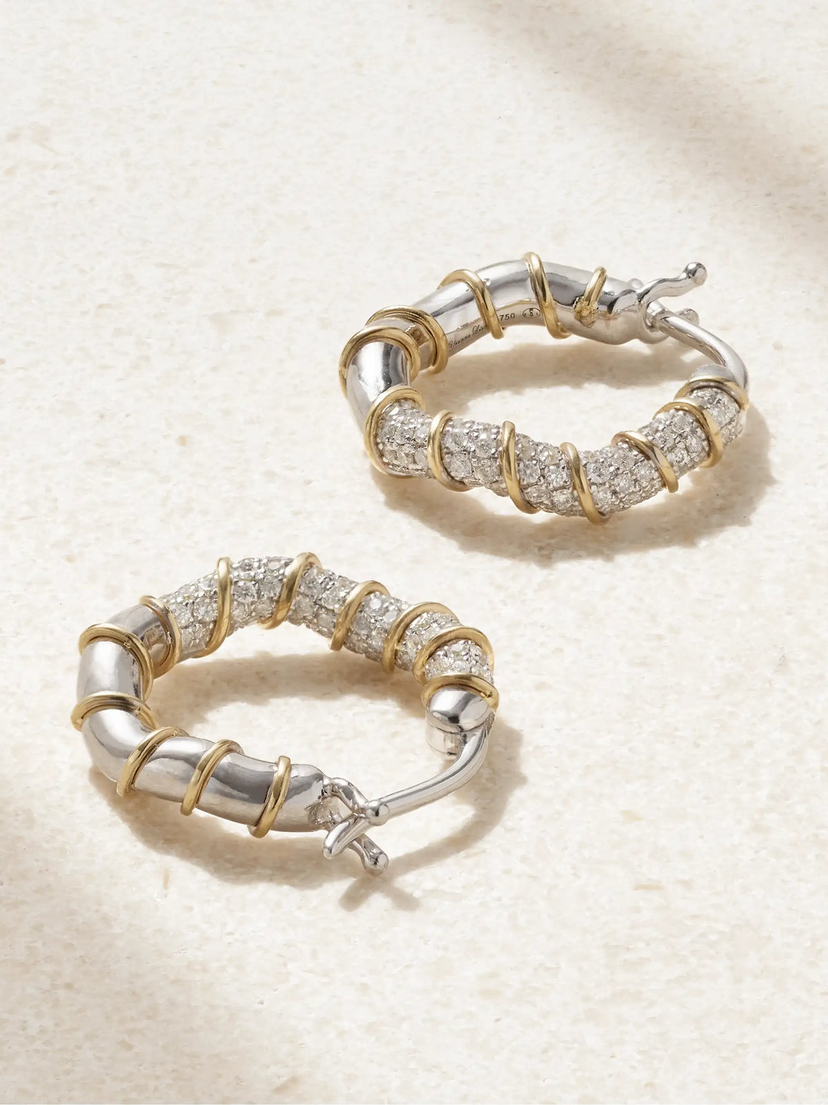18-karat White And Yellow Gold Diamond Hoop Earrings