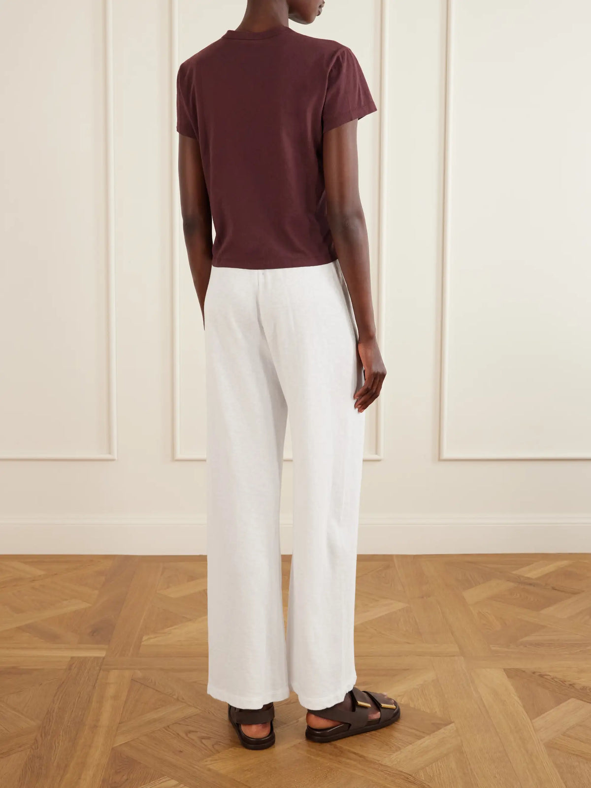 Cropped Cotton-jersey T-shirt