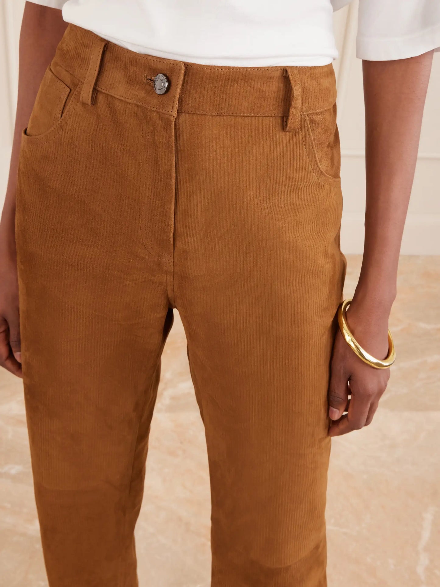 Suede Corduroy Straight-leg Pants