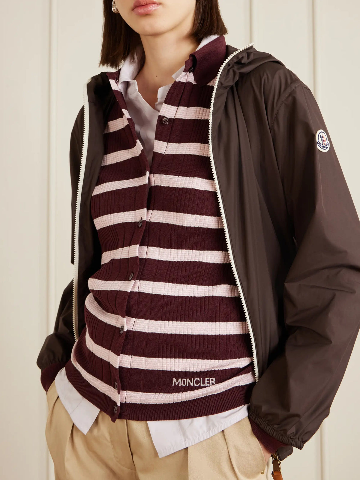 Striped Ribbed Cotton Polo Shirt