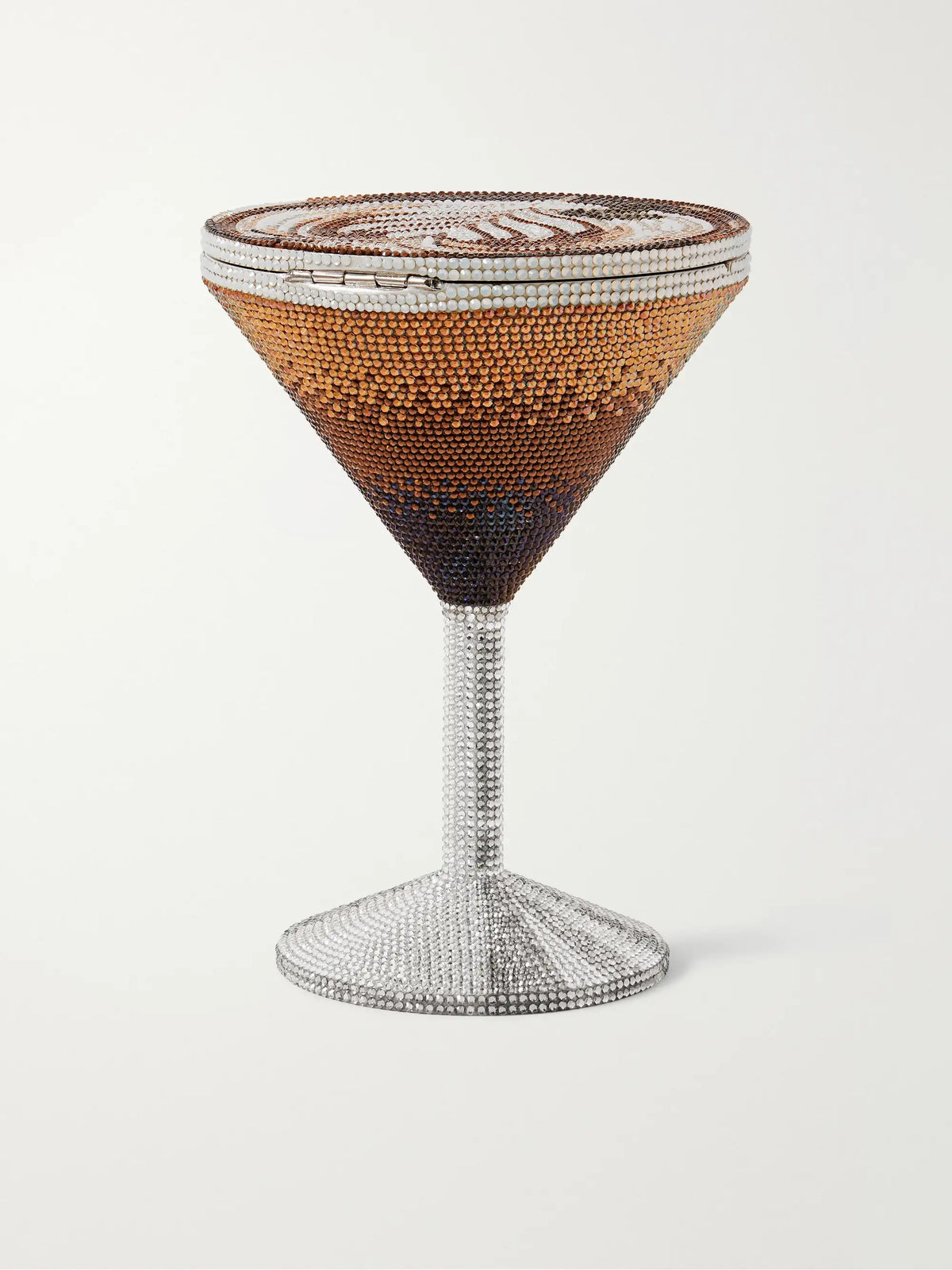 Martini Espresso Crystal-embellished Silver-tone Clutch