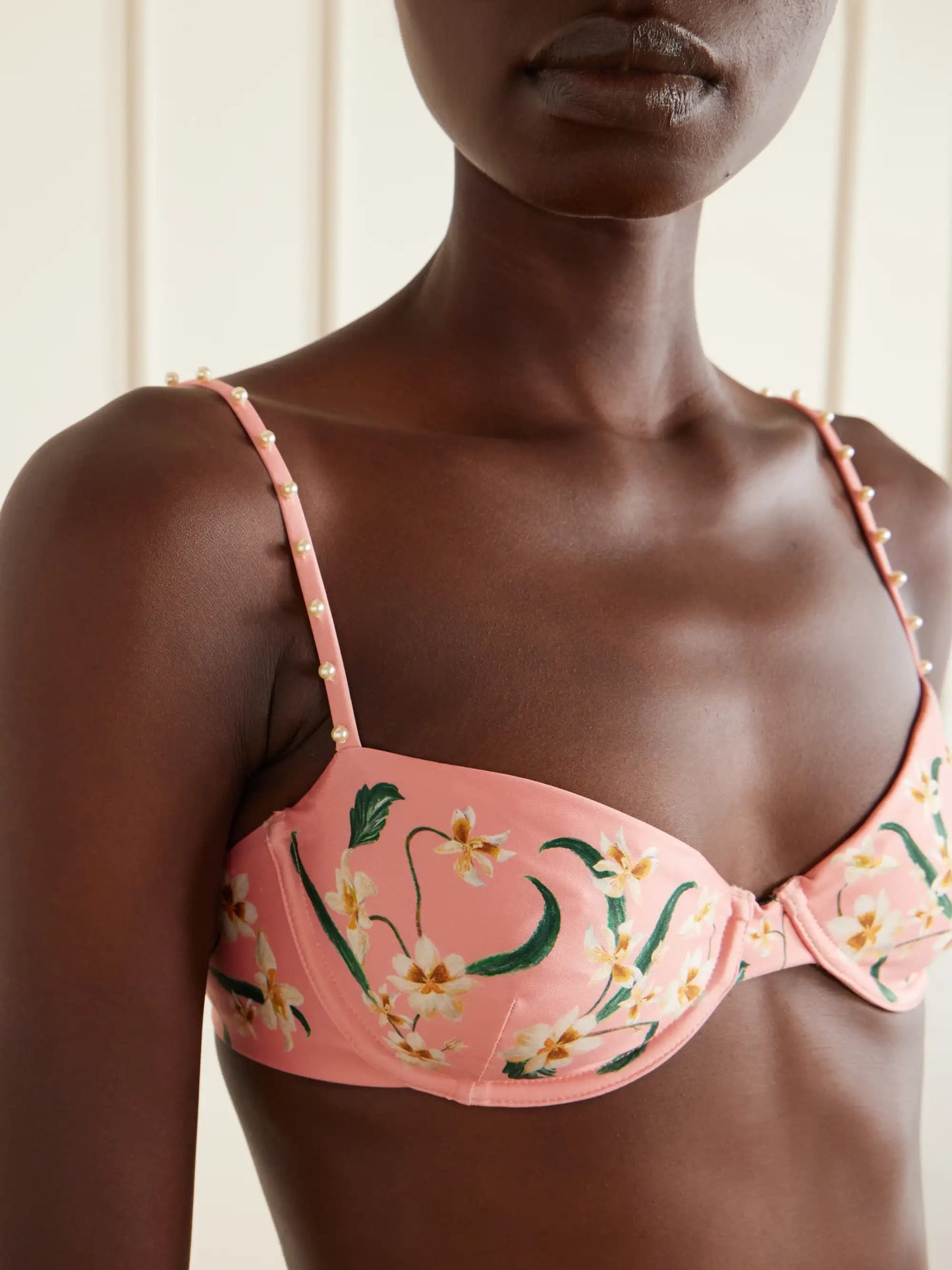 Magdalena Promesa Embellished Floral-print Bikini Top