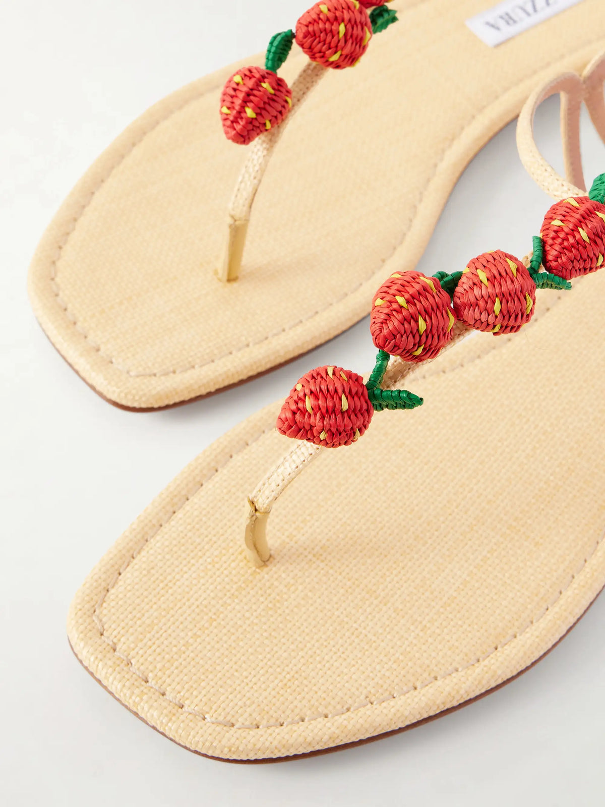 Fragolina Sugar Embellished Raffia-effect Flat Sandals