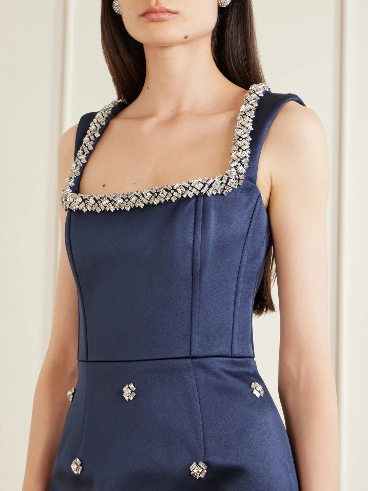 Ayla Embellished Satin Midi Dress