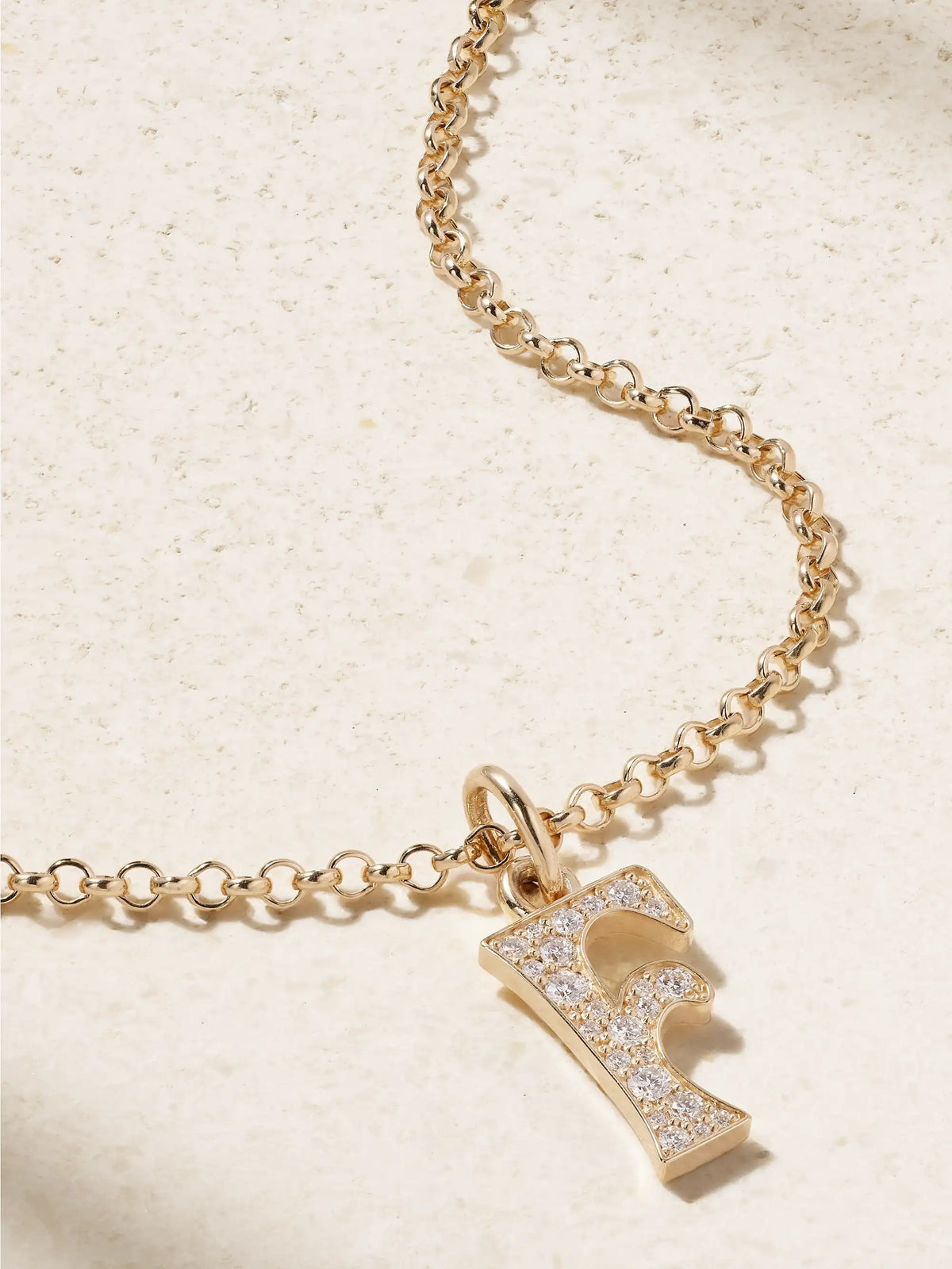Initial Charm 14-karat Gold Diamond Necklace