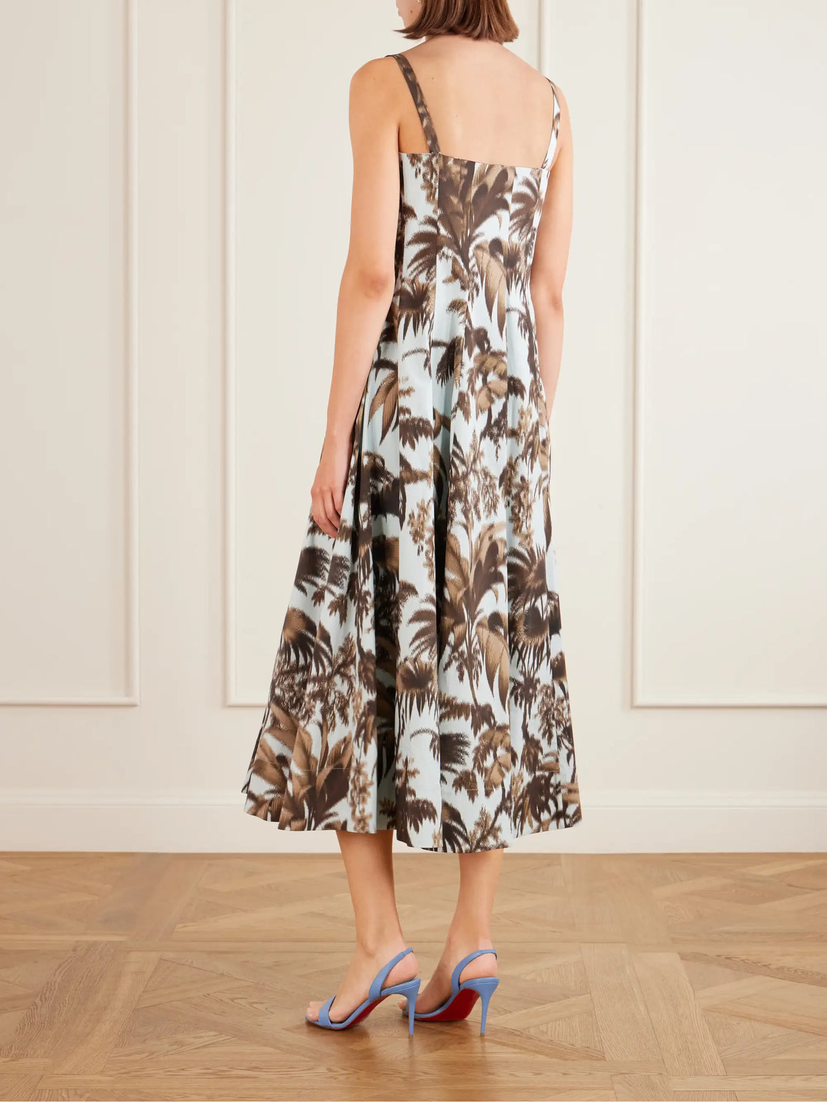 Oscar de la Renta Paneled Printed Cotton-blend Poplin Midi Dress