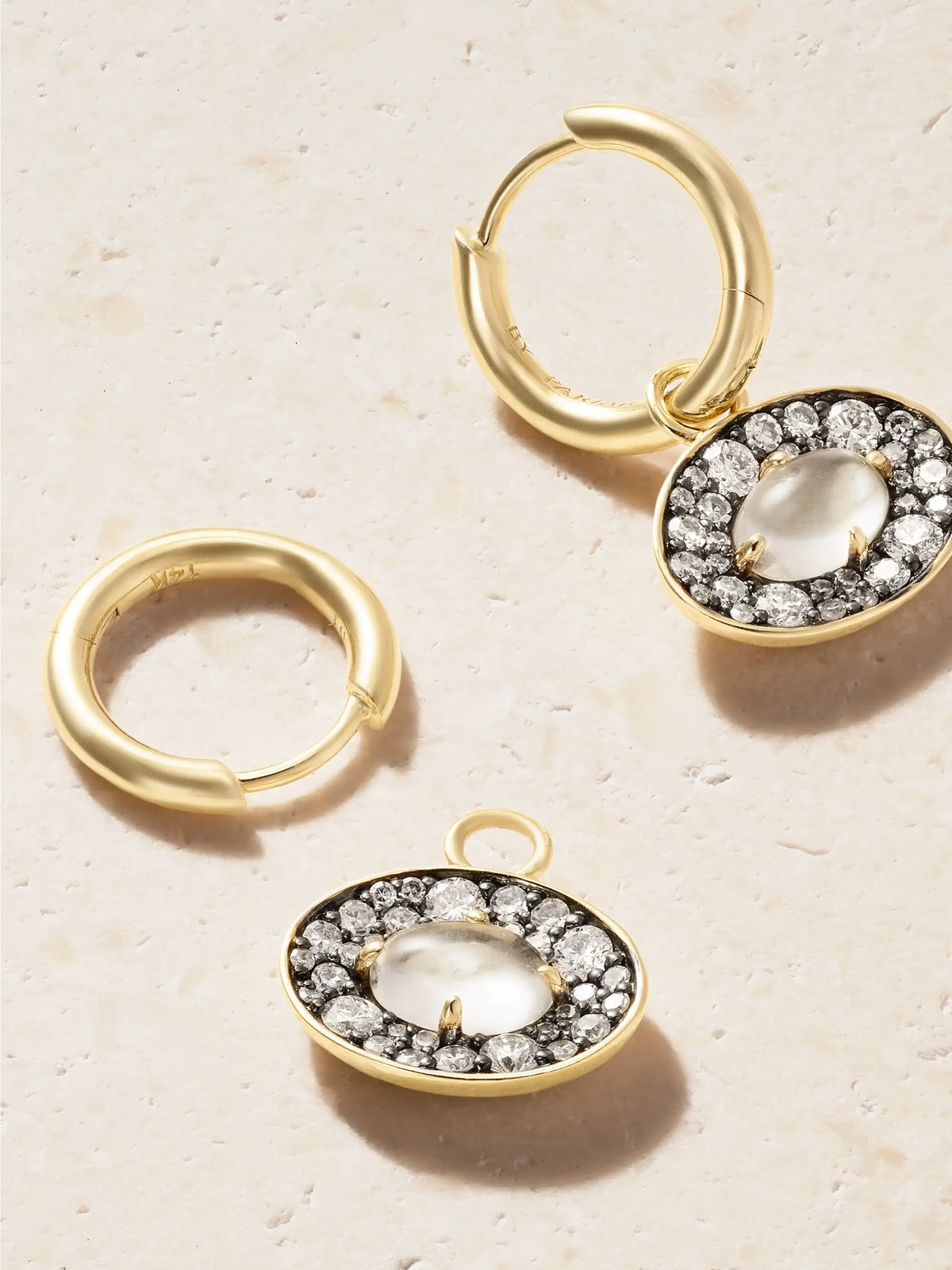 14-karat Recycled Gold, Rhodium, Diamond And Topaz Hoop Earrings