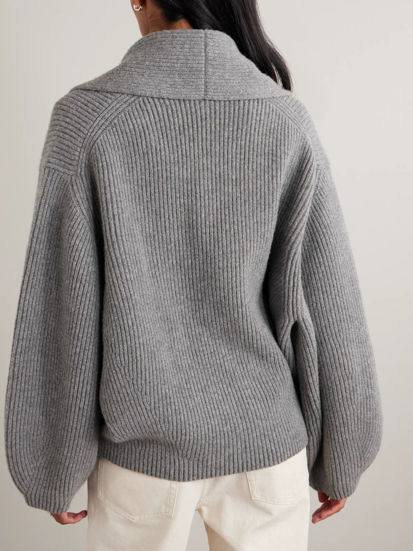 Oversized Ribbed Wool Cardigan