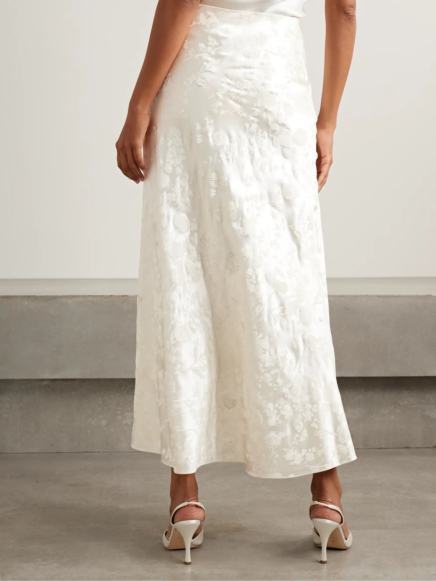 Desi Painted Silk And Wool-blend Satin Maxi Skirt