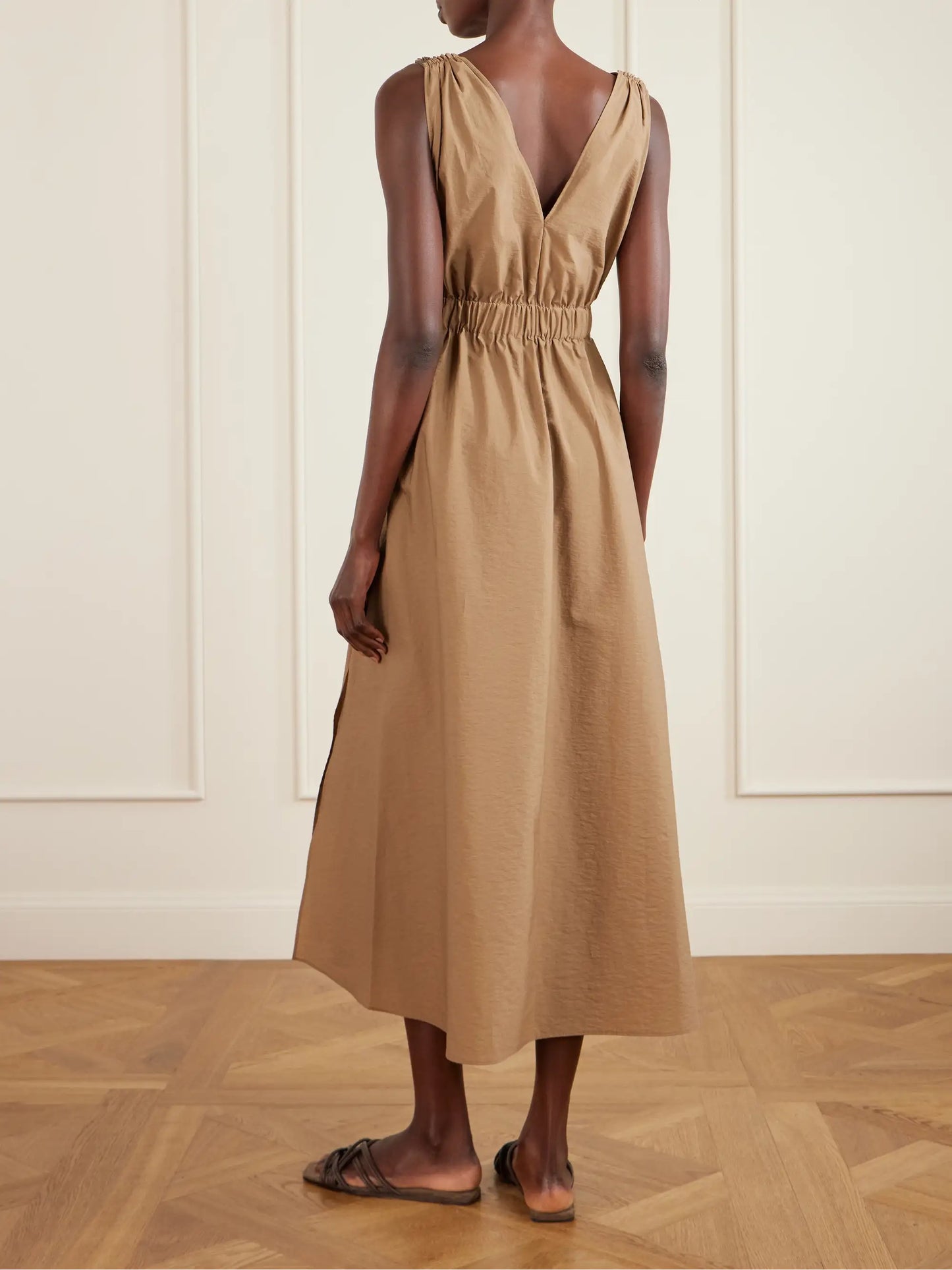 Belted Cotton-blend Poplin Midi Dress