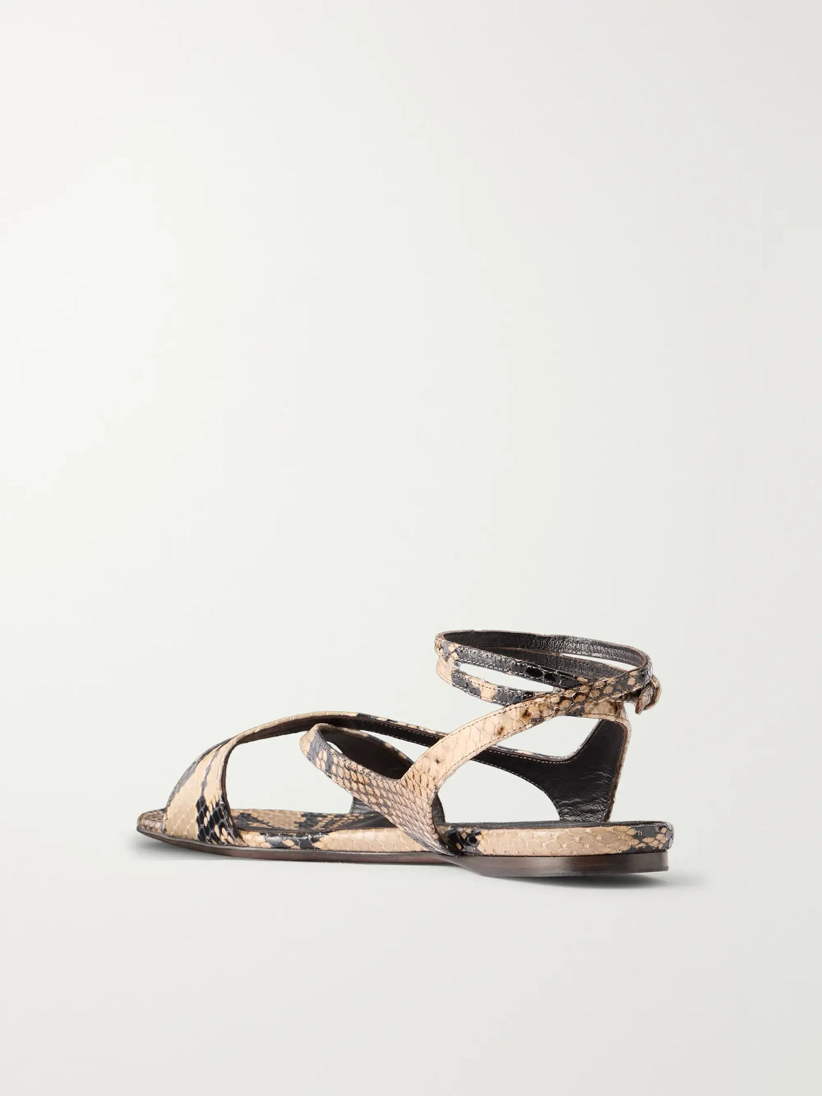 Liria Snake-effect Leather Flat Sandals