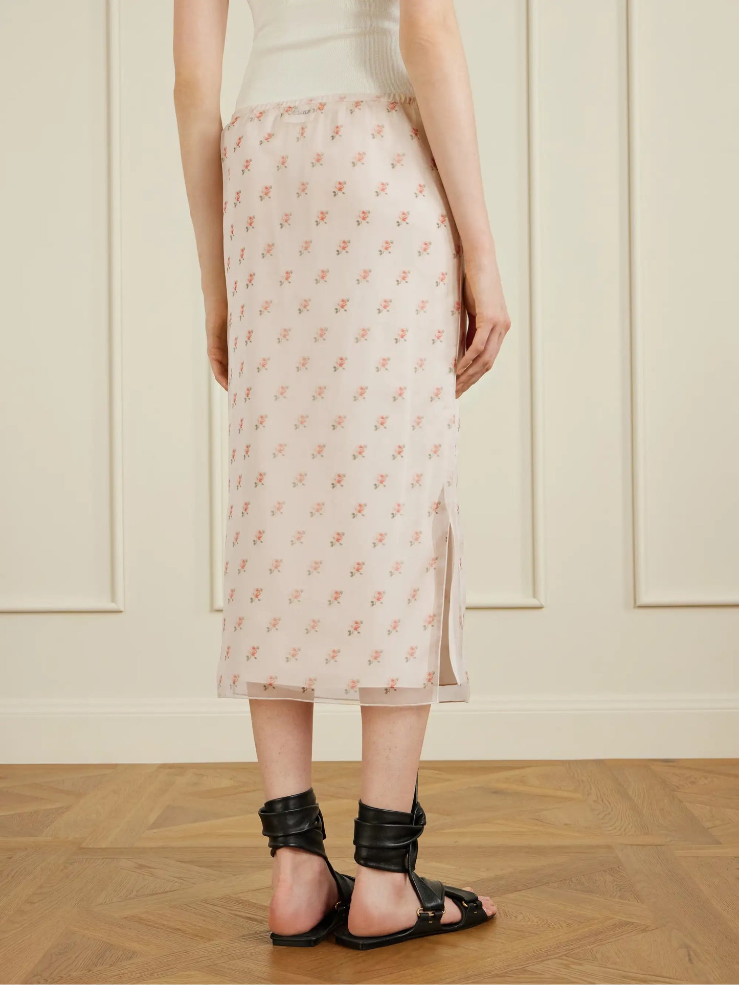 Sydni Floral-print Silk-organza Midi Skirt