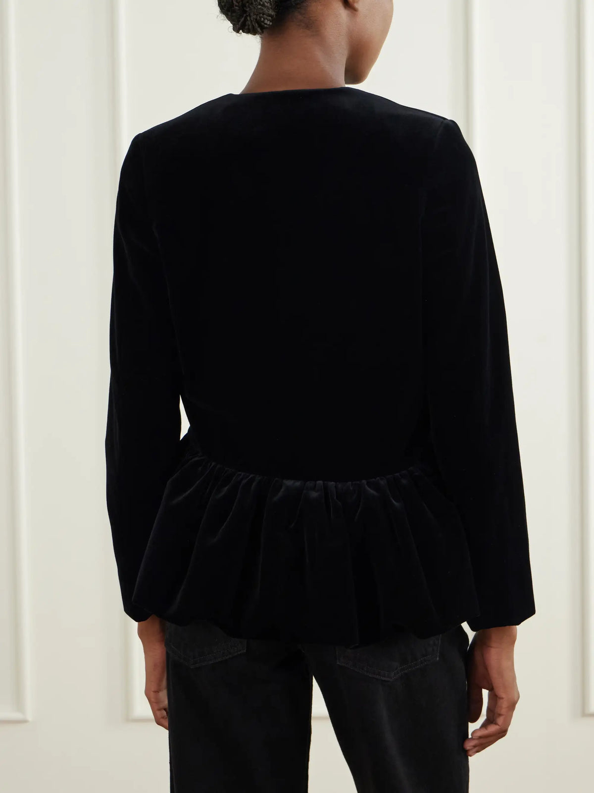 LIBEROWE Cotton-velvet Peplum Jacket