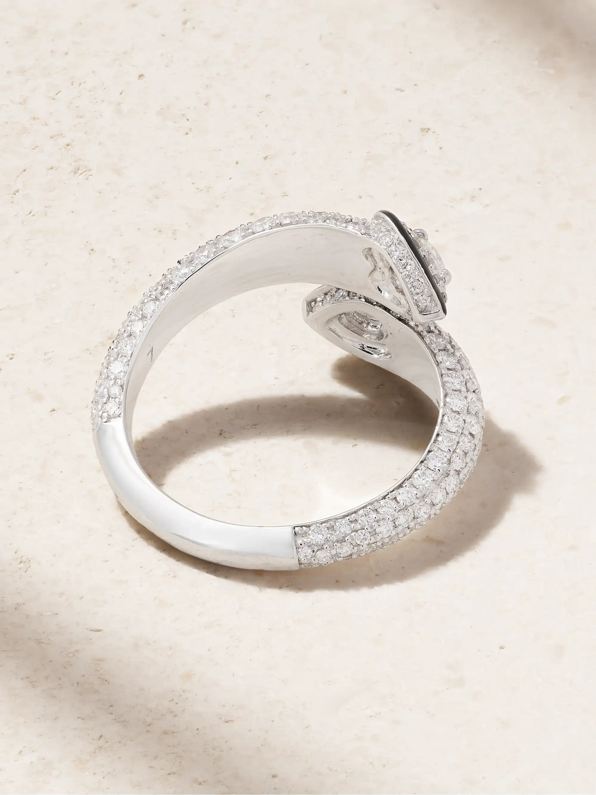 Double Crush 18-karat White Gold, Diamond And Enamel Ring