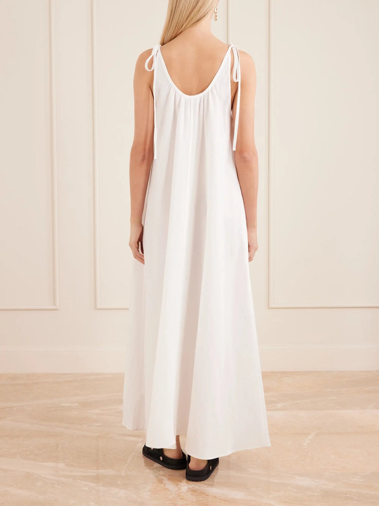 Flora Gathered Lyocell And Linen-blend Maxi Dress