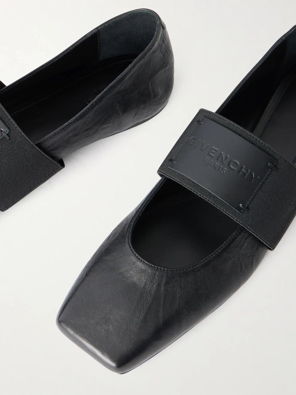 Logo-appliquéd Leather Ballerina Flats