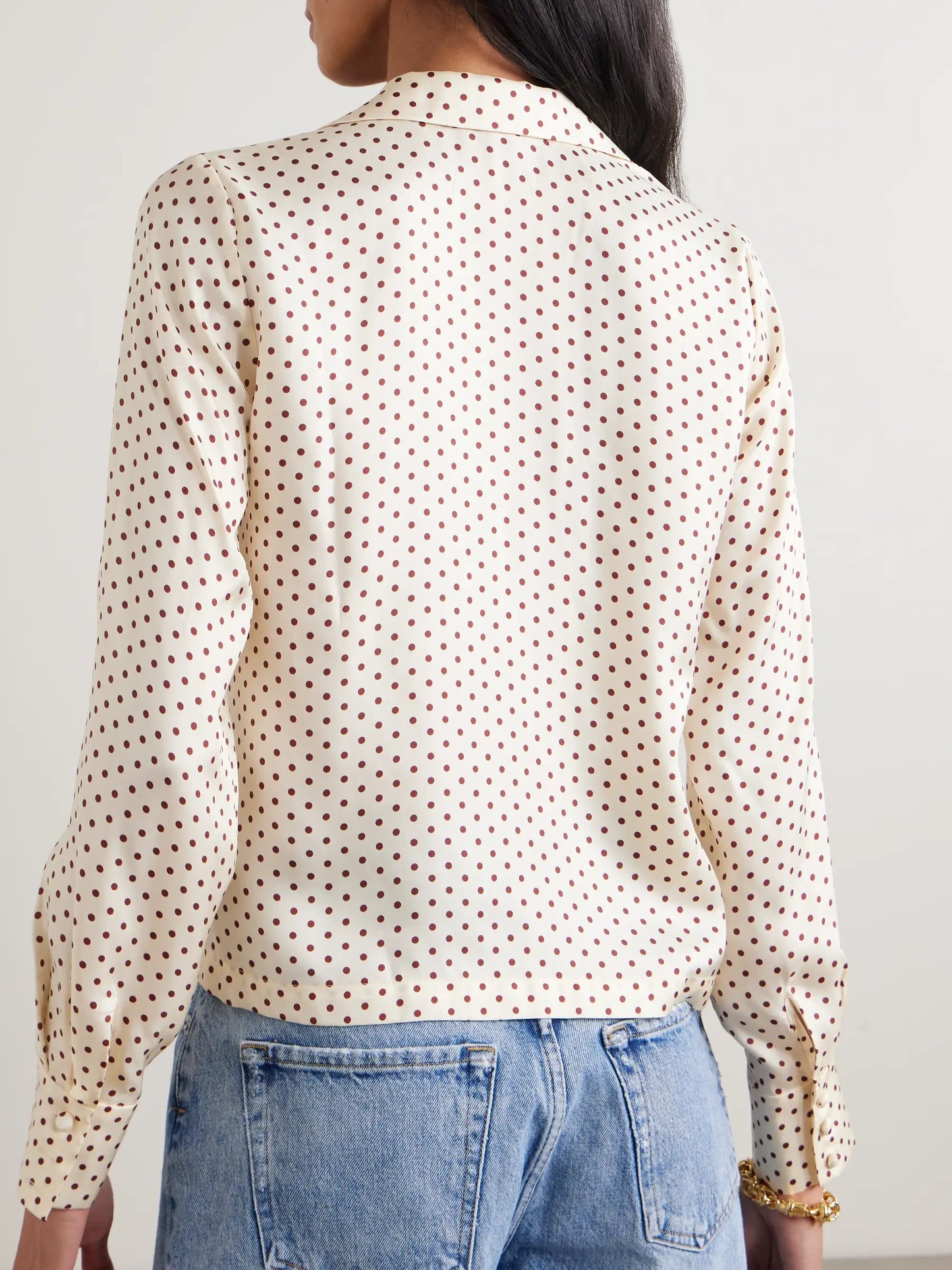Elene Polka-dot Silk-blend Twill Blouse