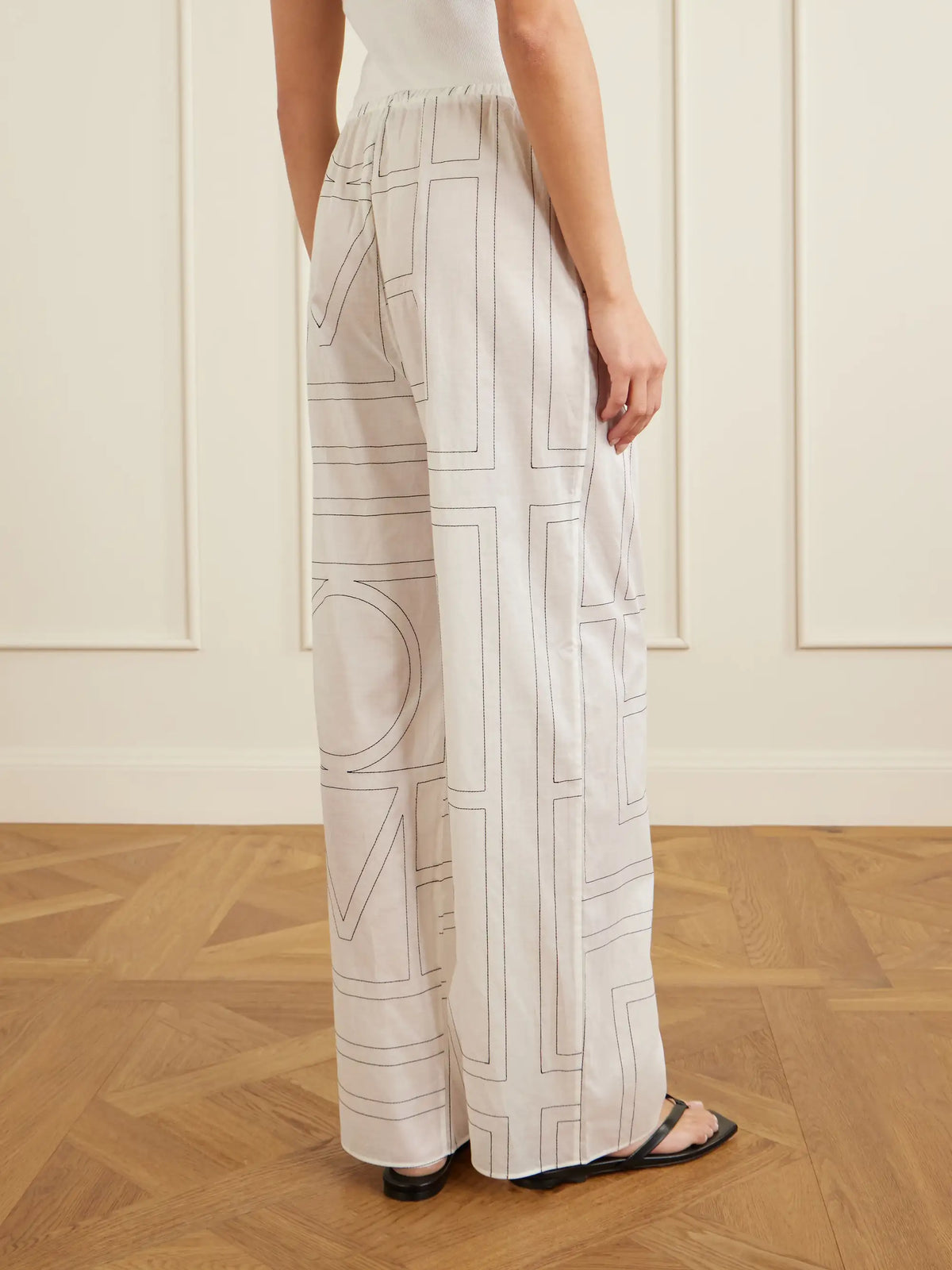 Embroidered Organic Cotton And Lyocell-blend Wide-leg Pants