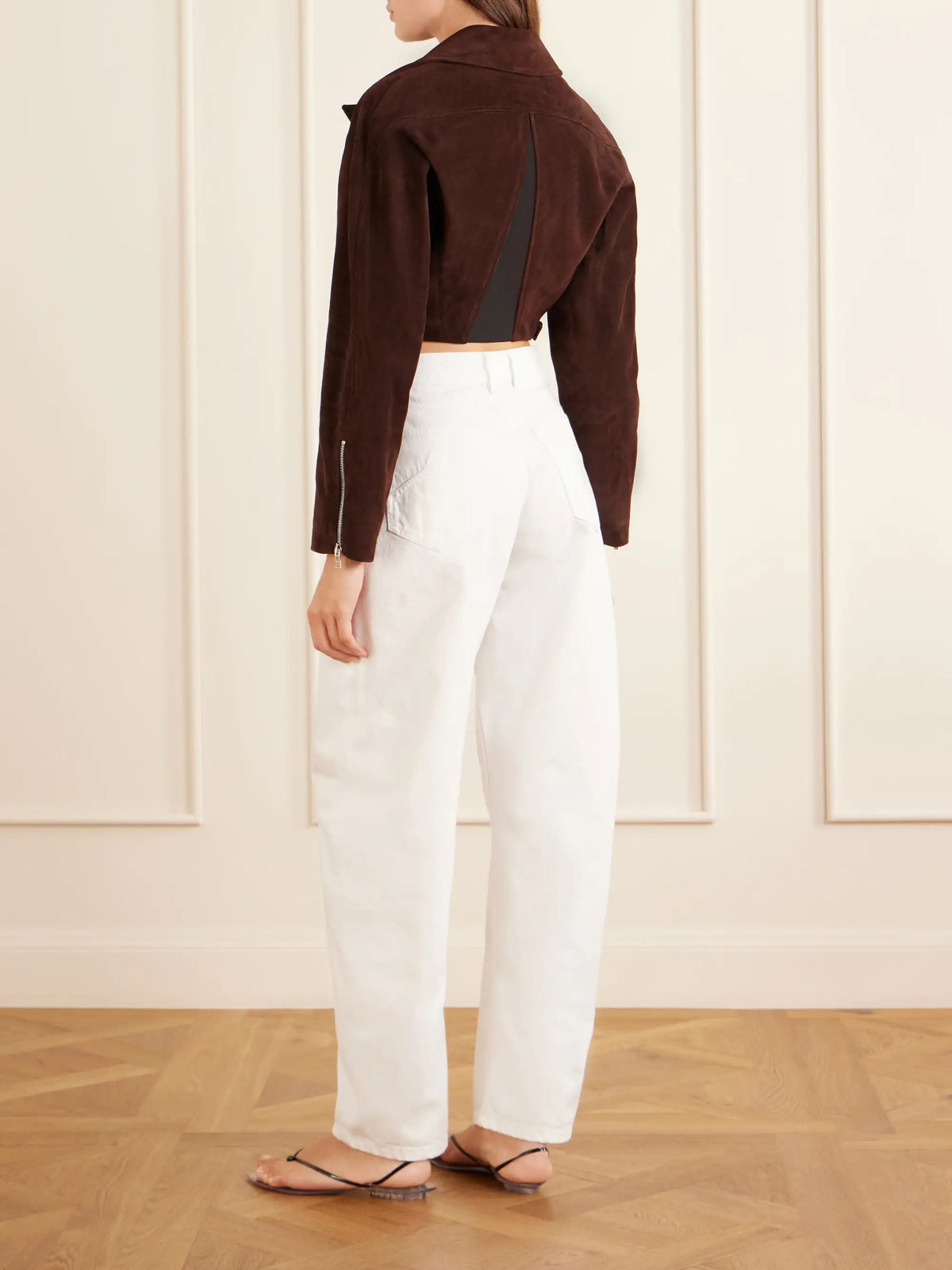Cropped Suede Biker Jacket
