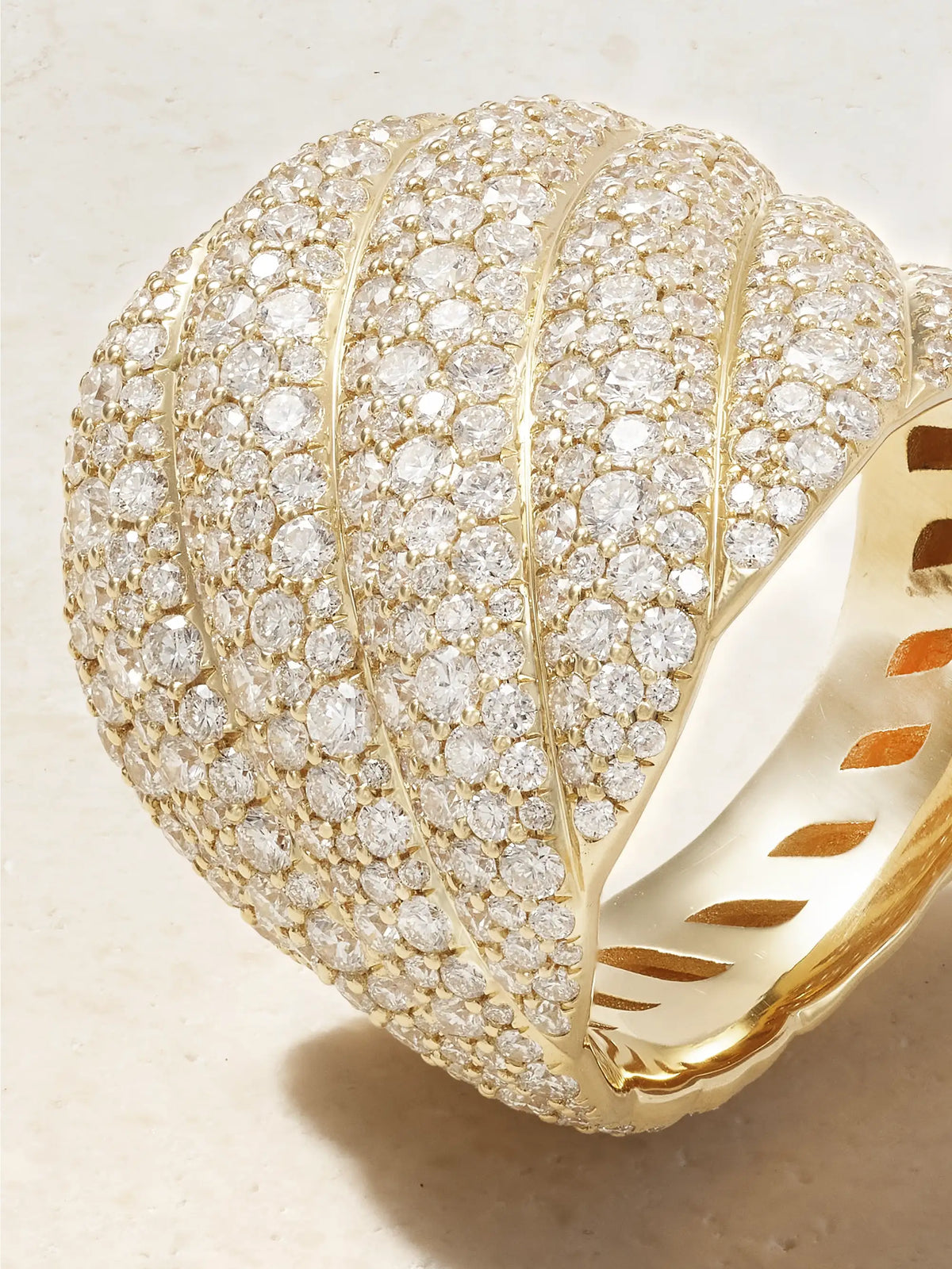 Sculpted Cable 18-karat Gold Diamond Ring