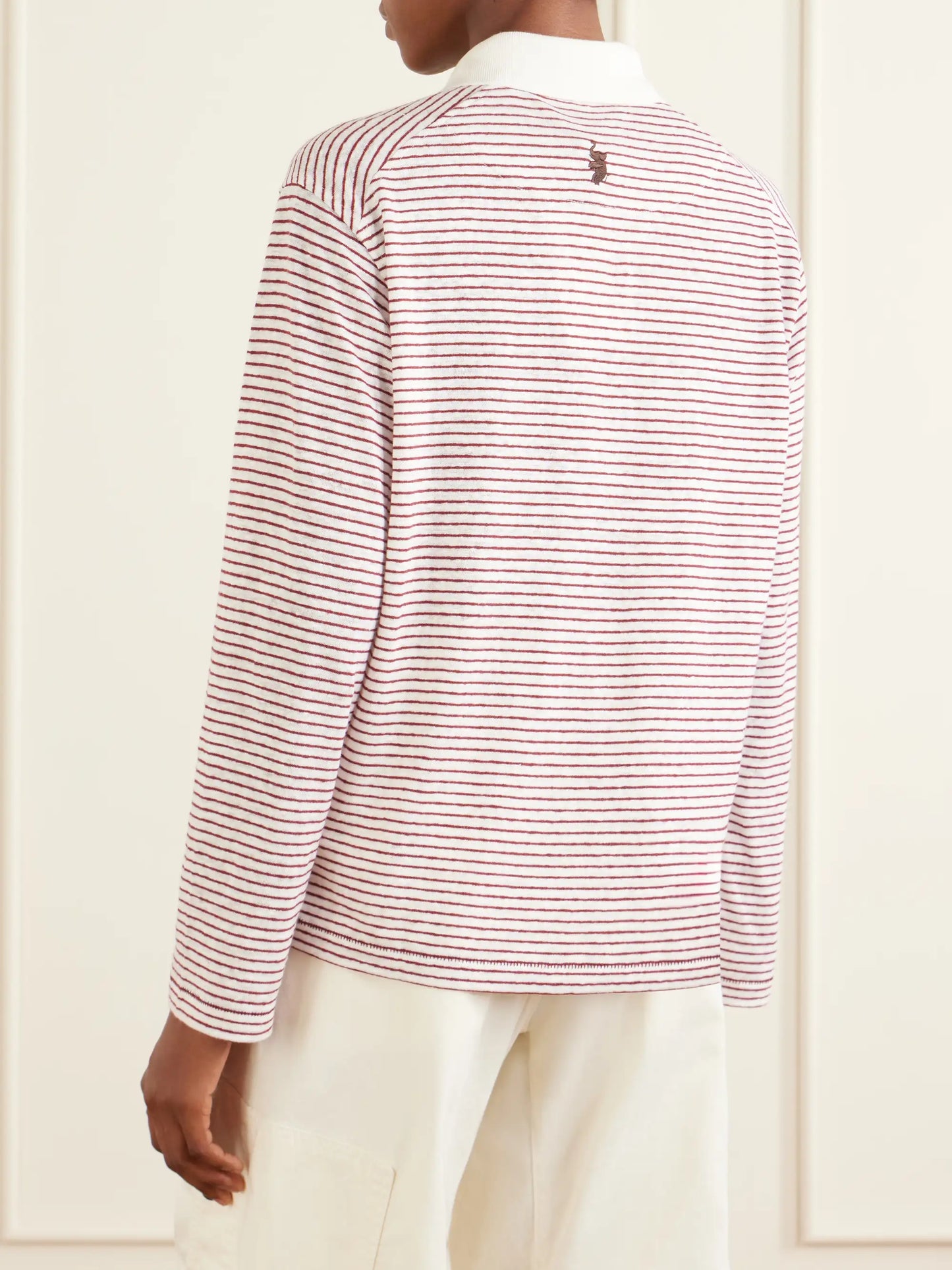 Trust Logo-embroidered Striped Cotton And Linen-blend Polo T-shirt