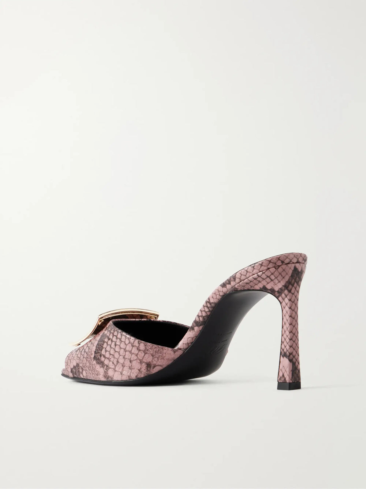 Trompette 85 Embellished Snake-effect Leather Mules