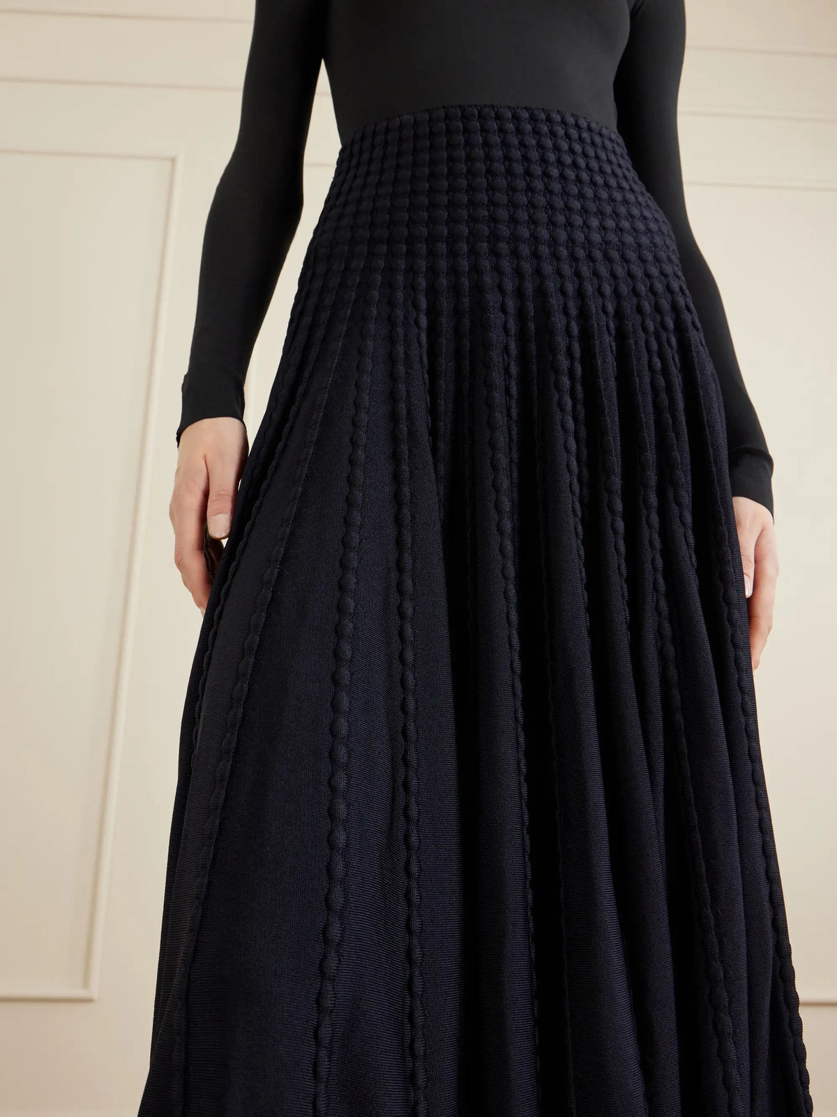 Textured Knitted Midi Skirt