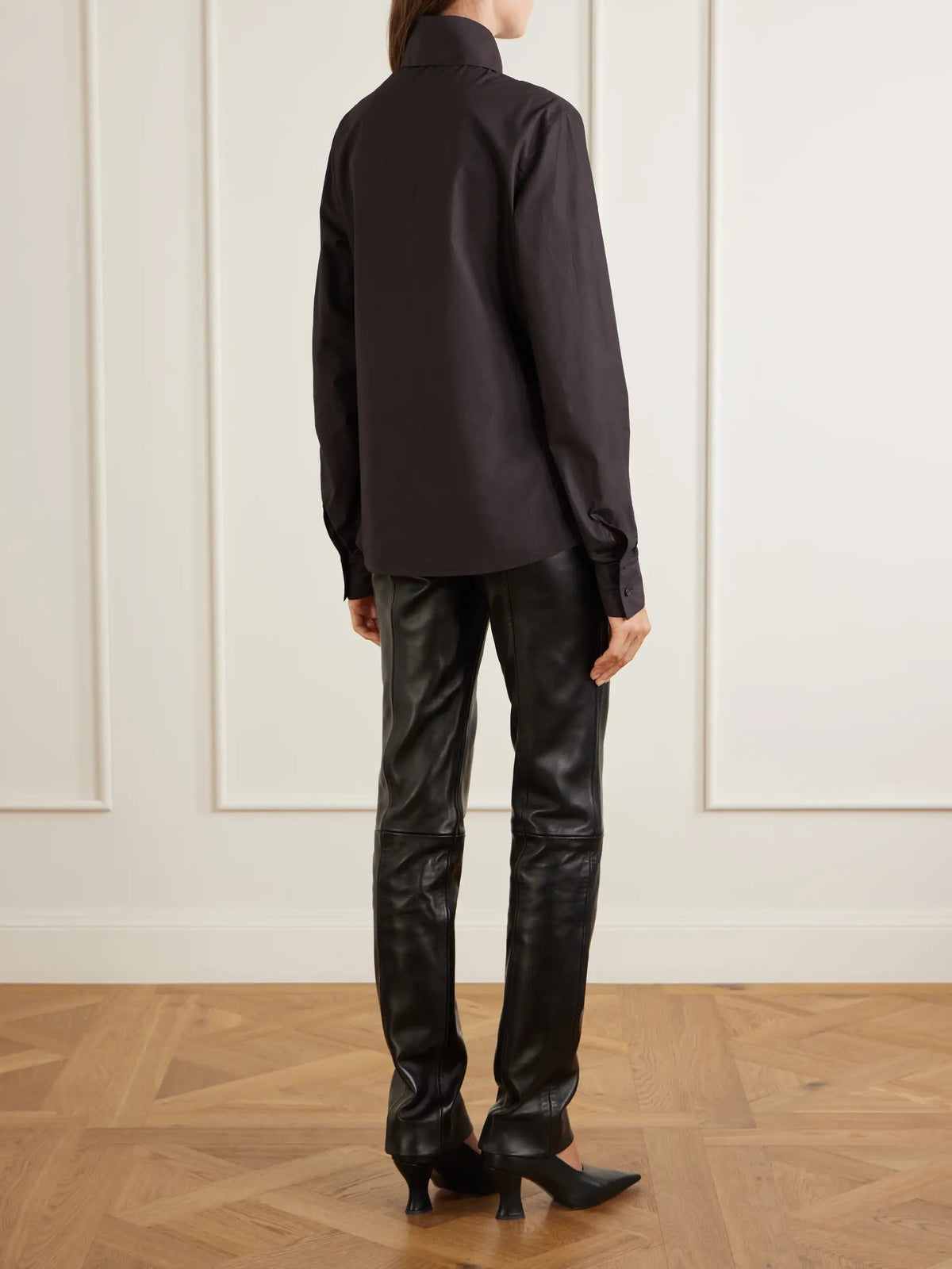 KHAITE Ivy High-collar Cotton-poplin Shirt