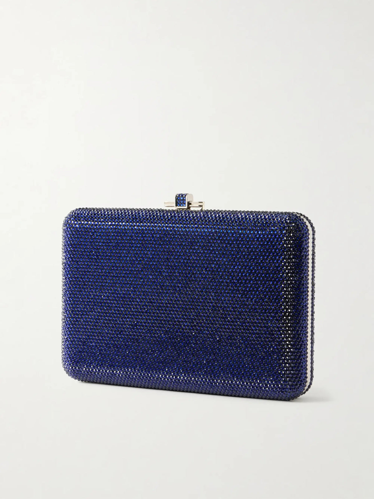 Slim Slide Crystal-embellished Silver-tone Clutch