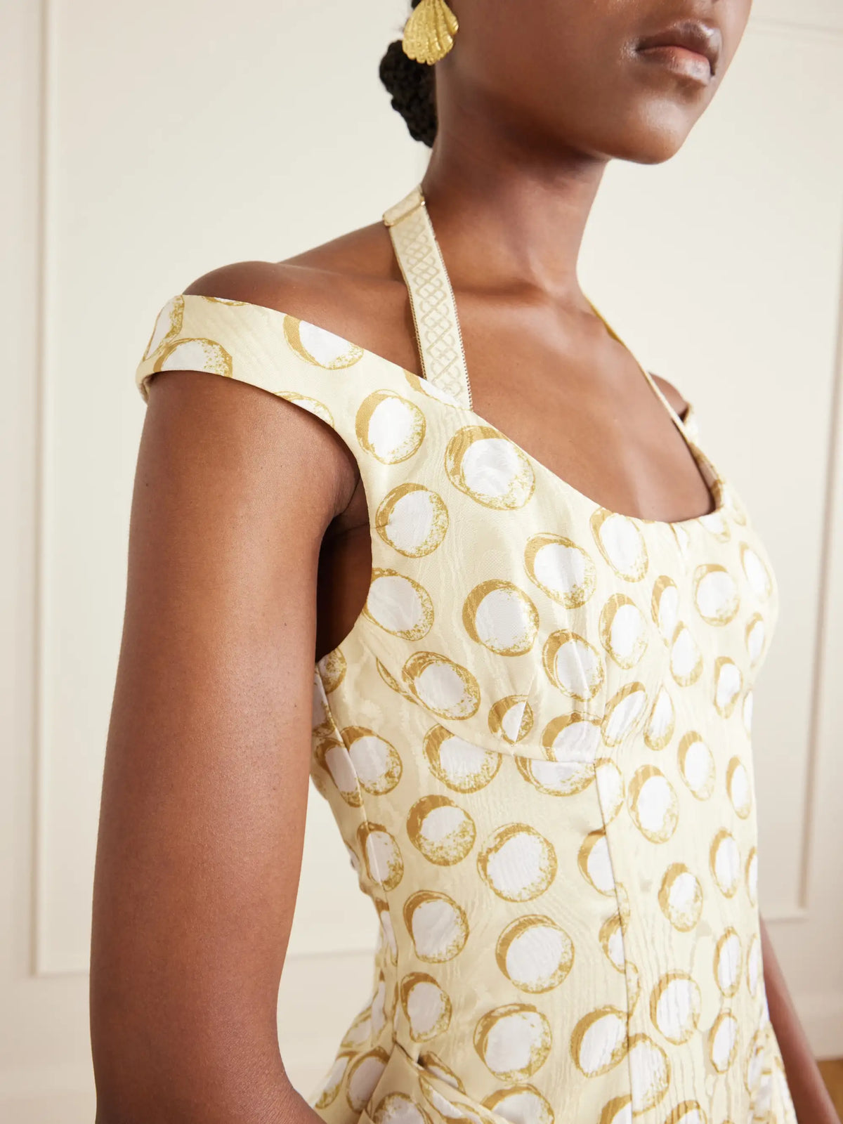 Paula Draped Asymmetrical Printed Moire Mini Dress