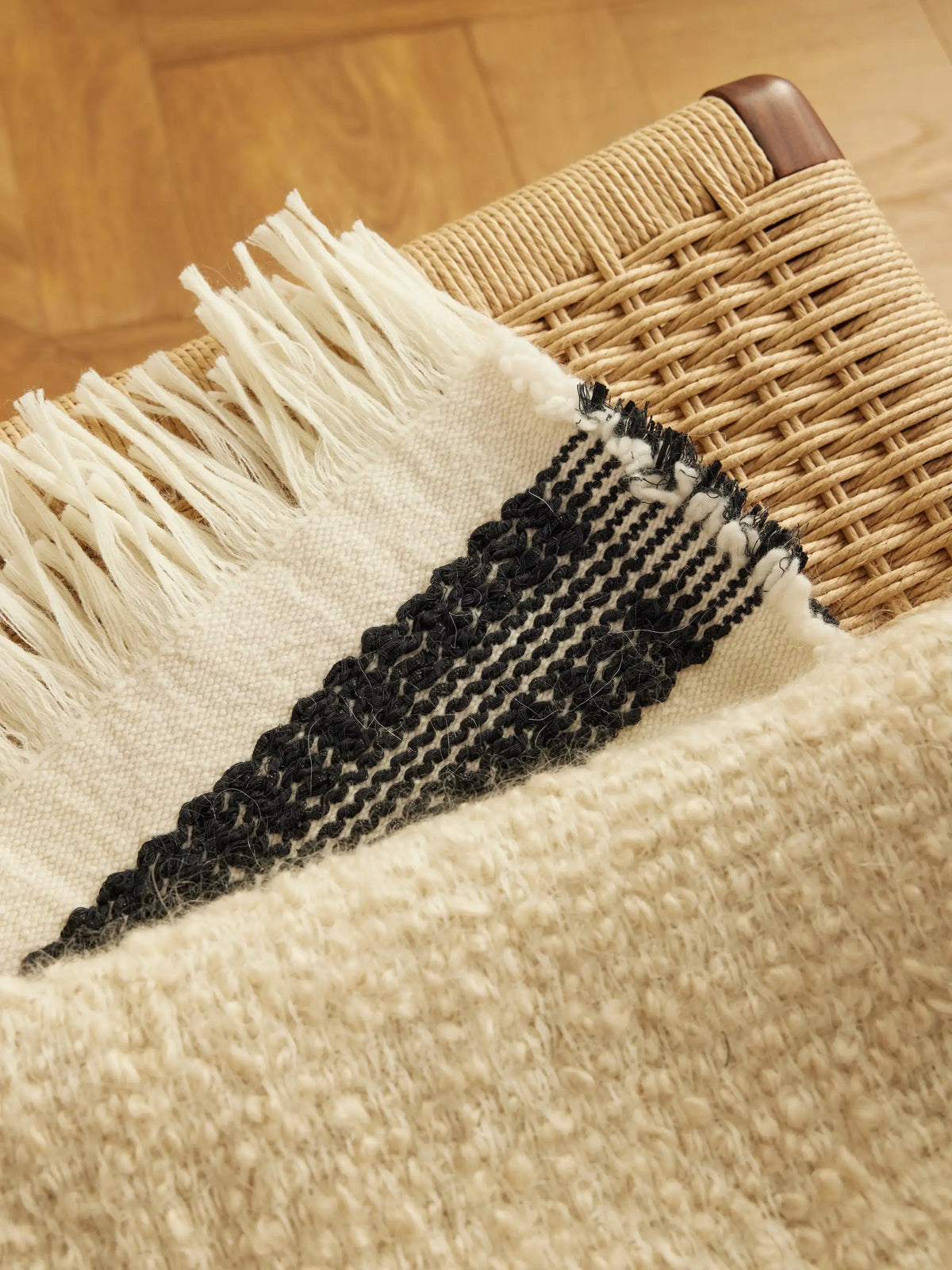 The House of Lyria Cicatrice Fringed Striped Mohair-blend Throw