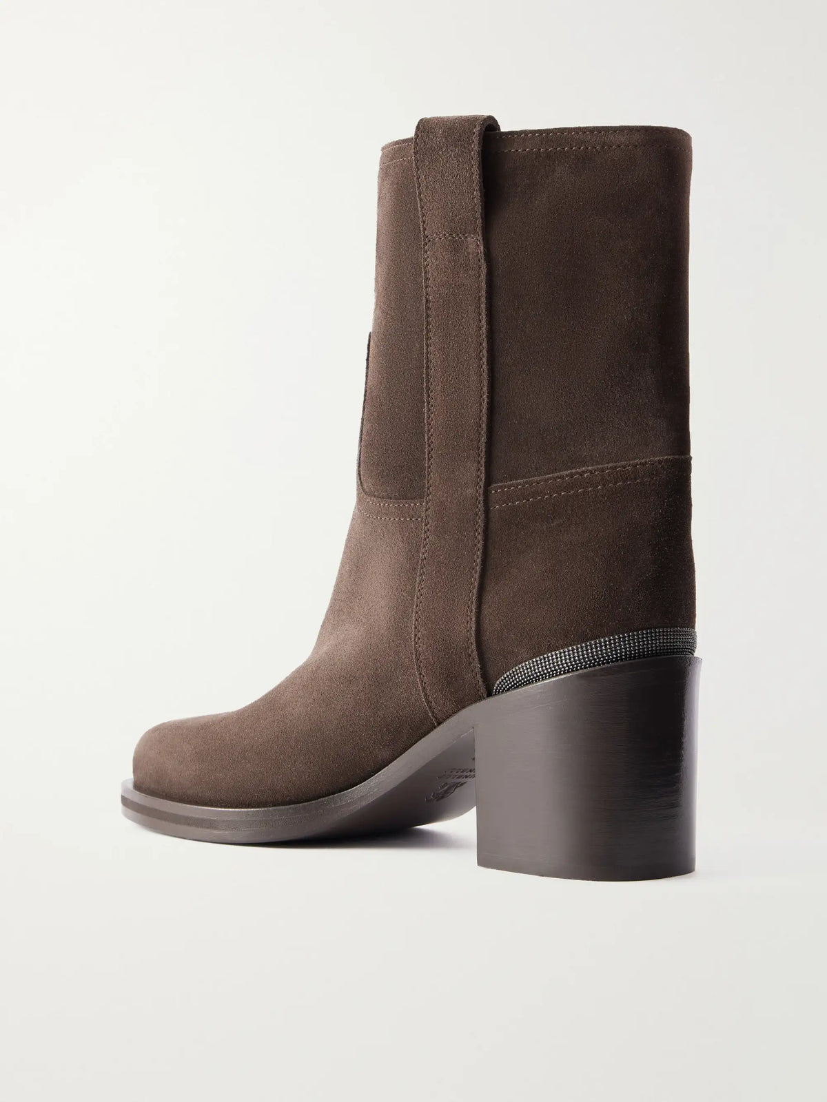 Bead-embellished Suede Ankle Boots
