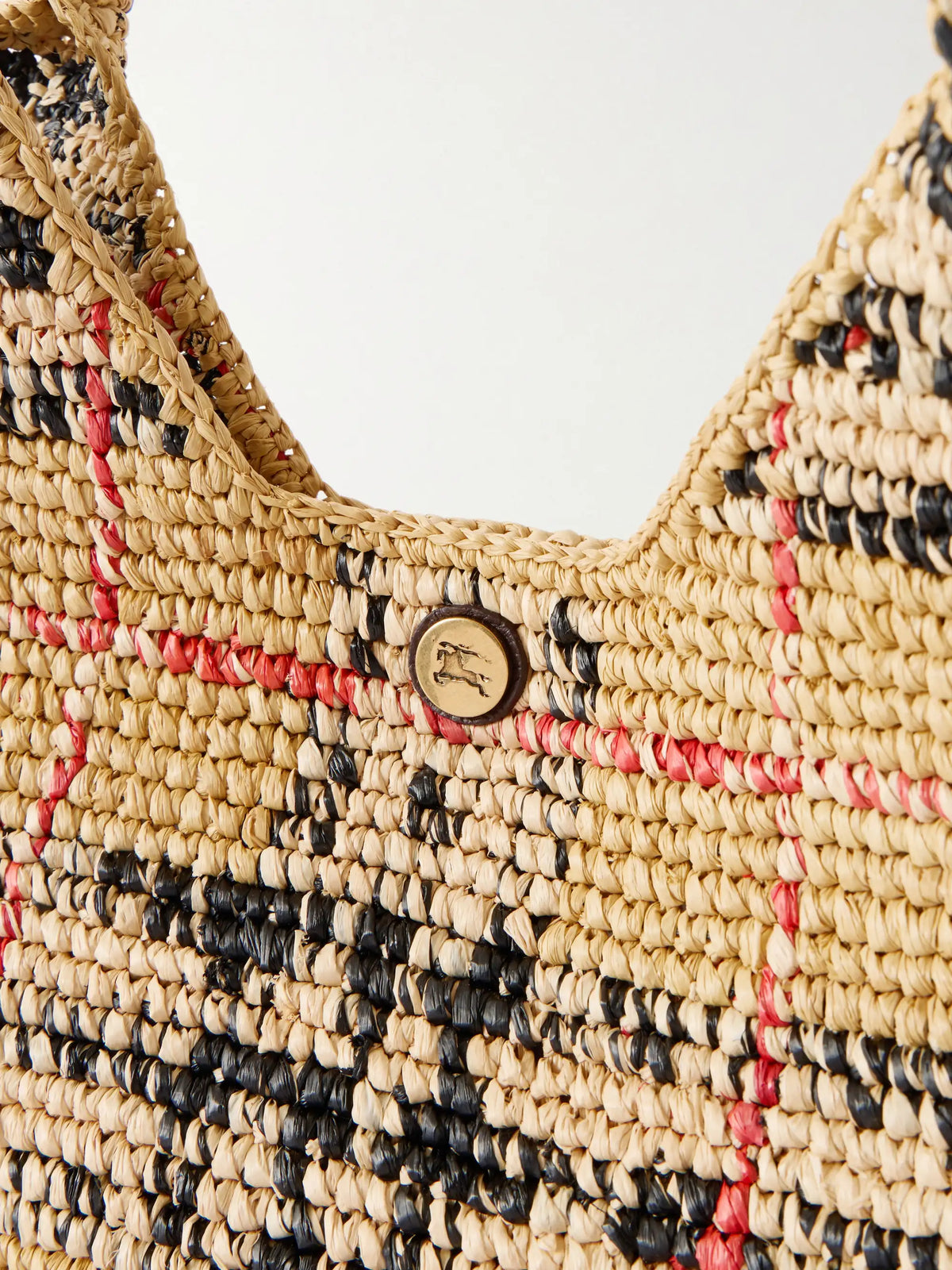Margate Checked Woven Raffia Tote