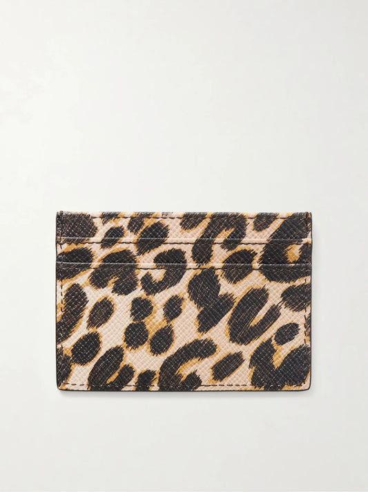 Smythson Panama Leopard-printed Leather Cardholder