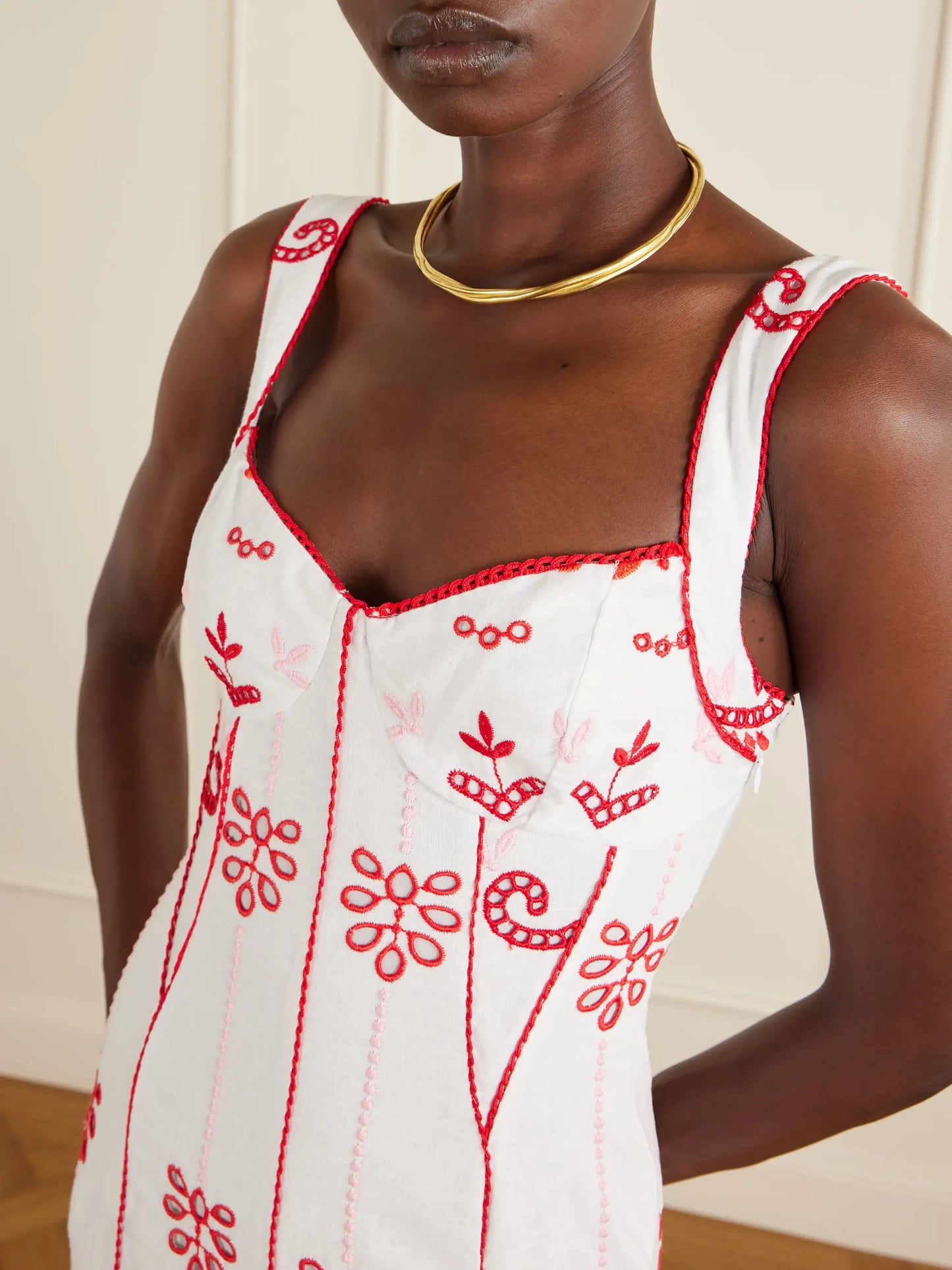 Naia Tiered Broderie Anglaise Cotton-blend Midi Dress