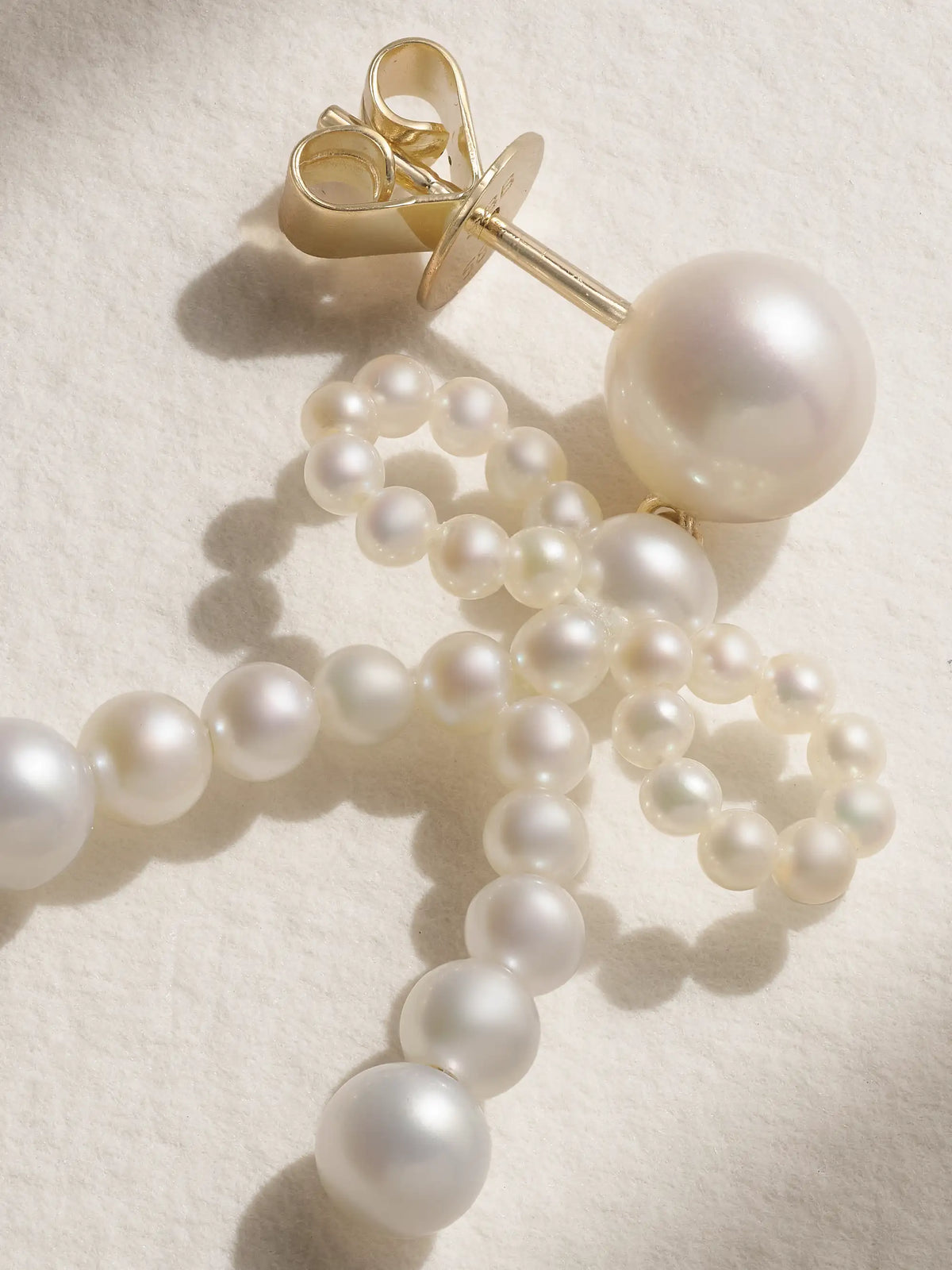Bow 14-karat Recycled Gold Pearl Earrings