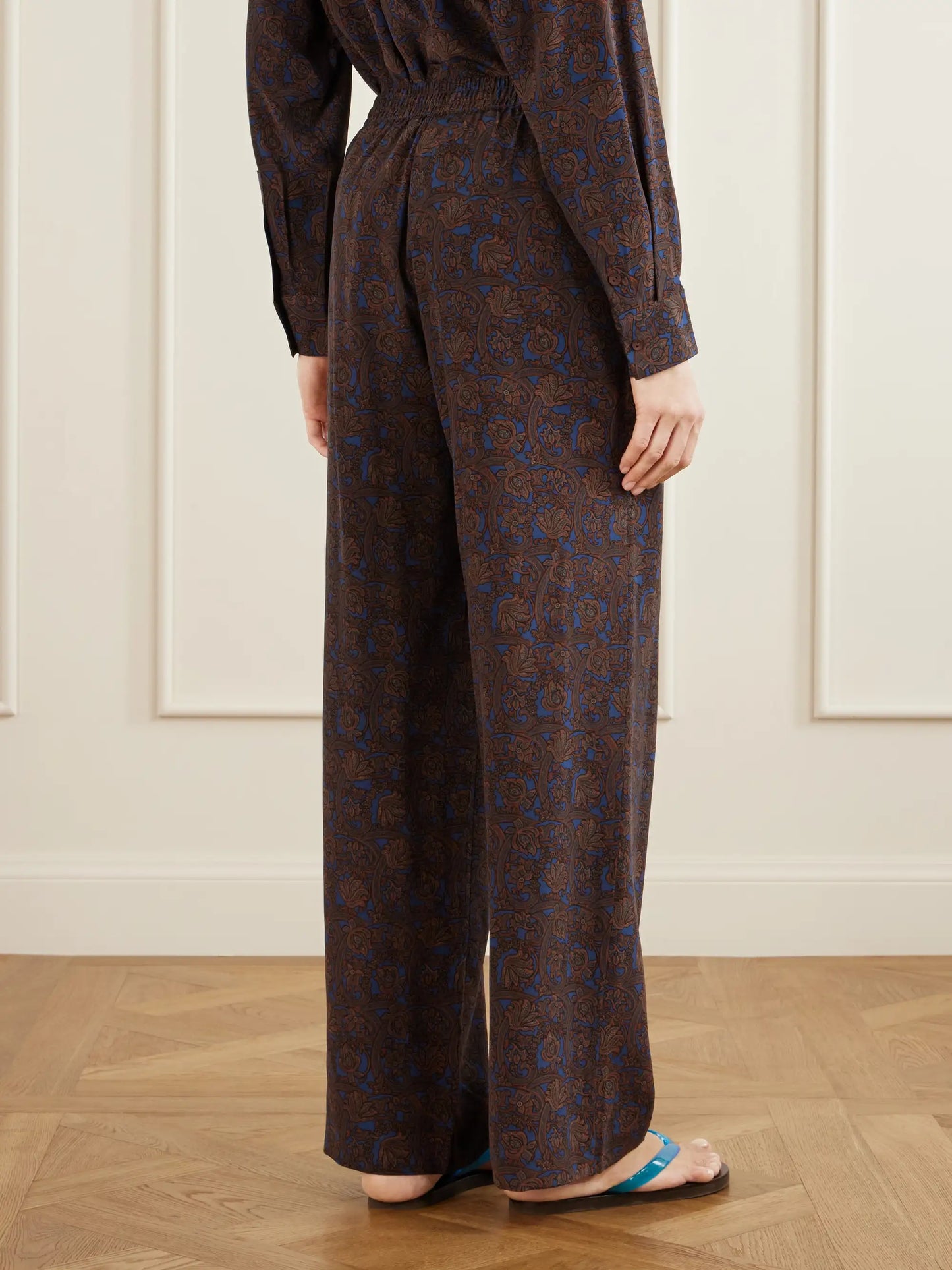 Printed Silk-crepe De Chine Straight-leg Pants