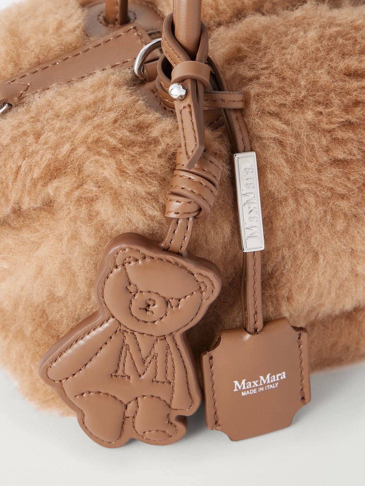 Max Mara Teddy Boston Small Leather-trimmed Camel-hair Top-handle Bag