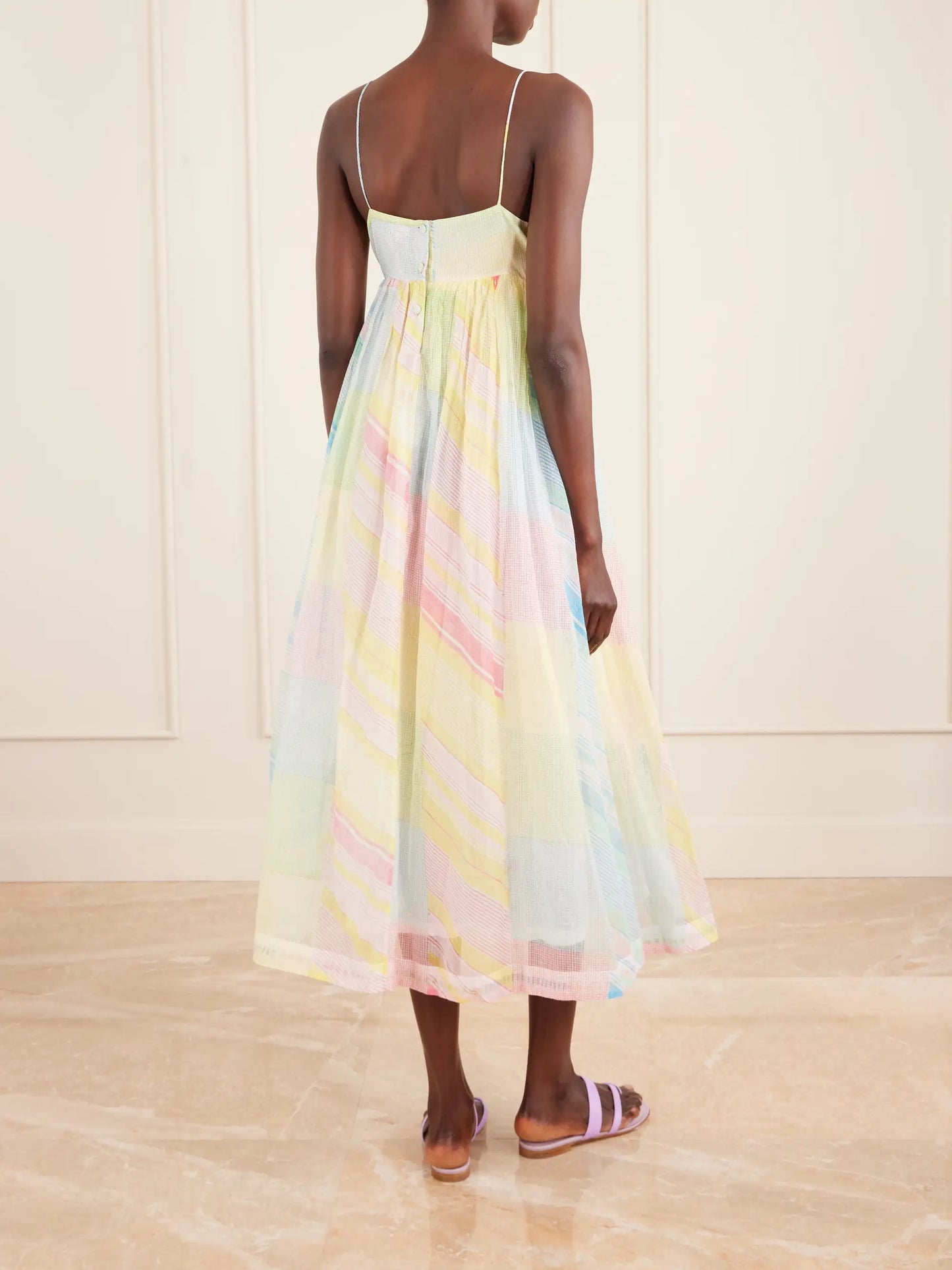 Yuru Printed Handwoven Cotton-kota Midi Dress